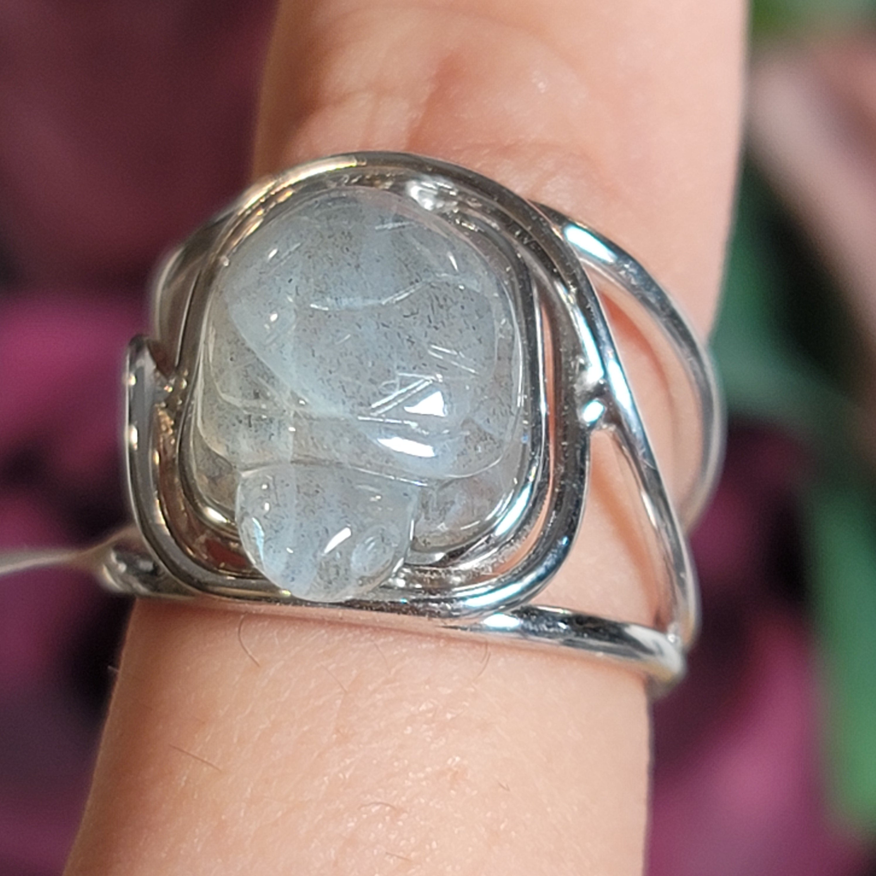 Labradorite Turtle Cuff Ring Adjustable Ring .925 Silver for Protection and Guidance