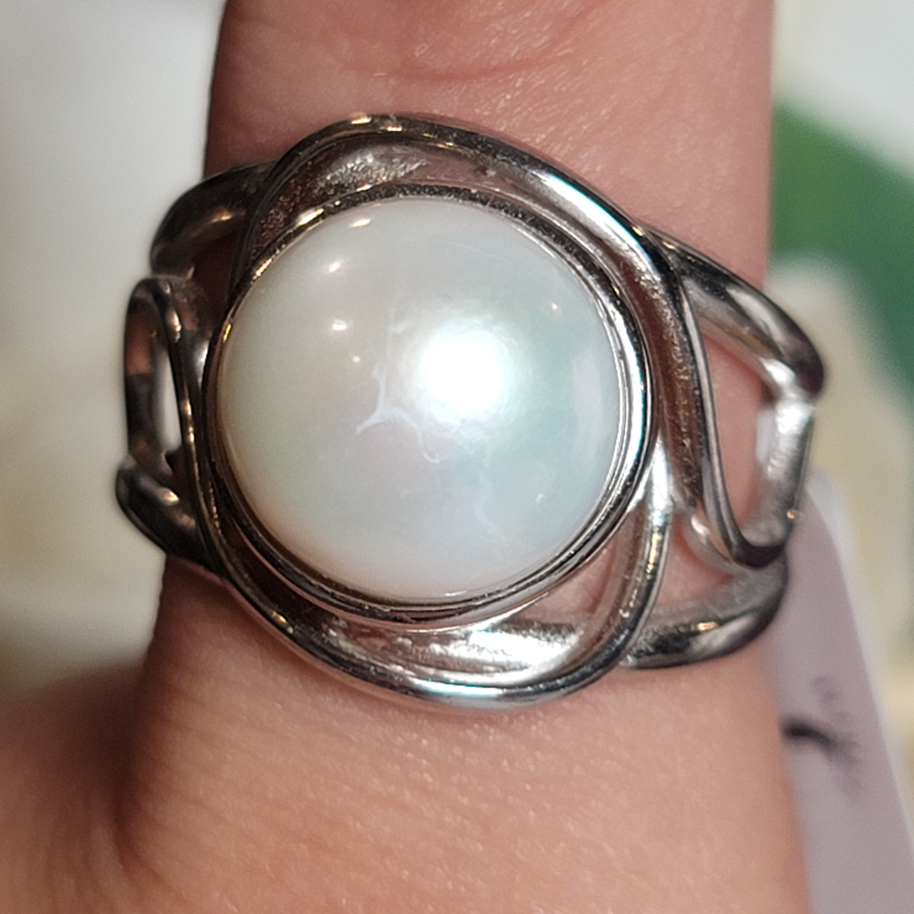 Pearl Cuff Ring .925 Silver for Honesty, Commitment & Faithfulness in Relationships