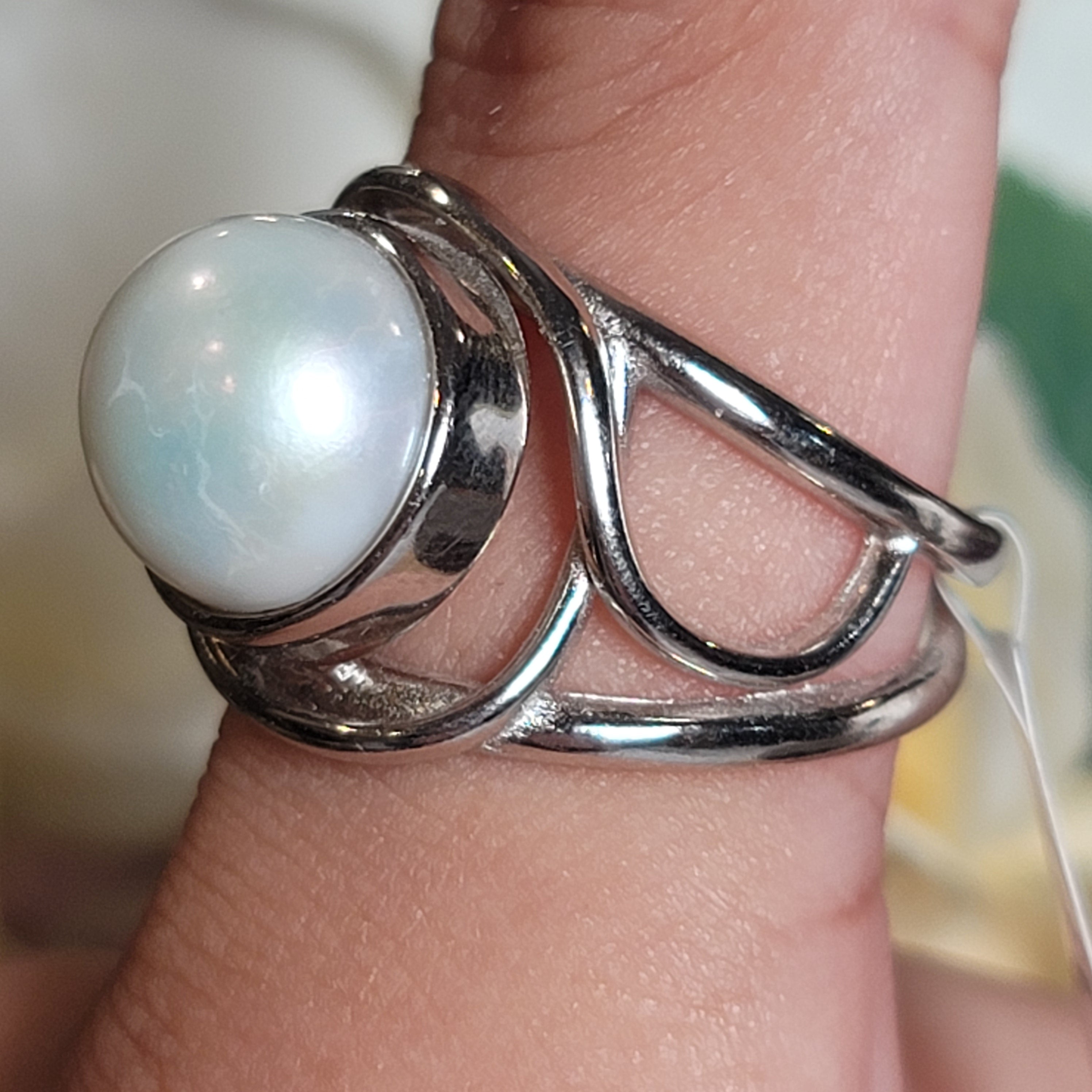 Pearl Cuff Ring .925 Silver for Honesty, Commitment & Faithfulness in Relationships