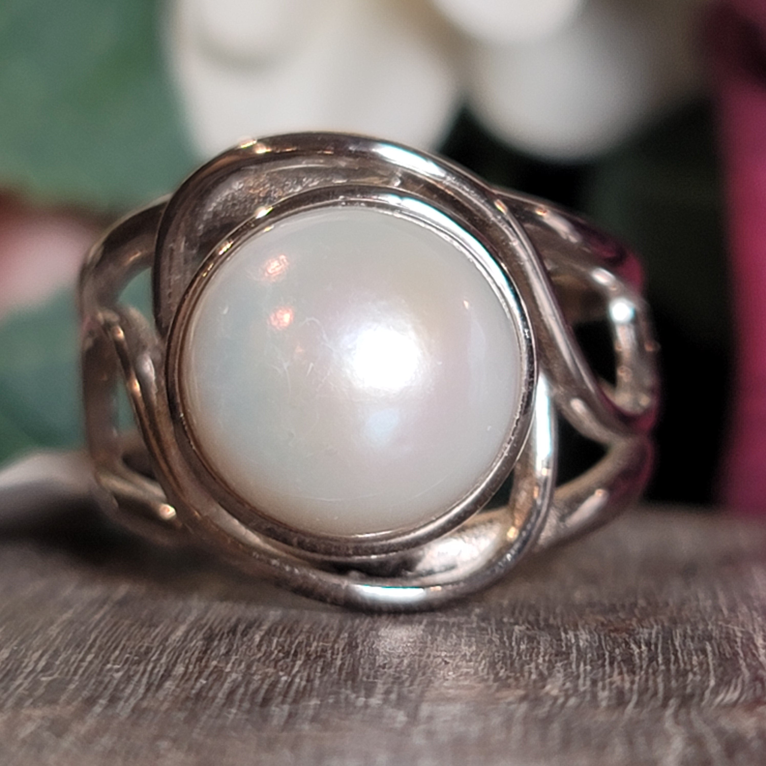 Pearl Cuff Ring .925 Silver for Honesty, Commitment & Faithfulness in Relationships