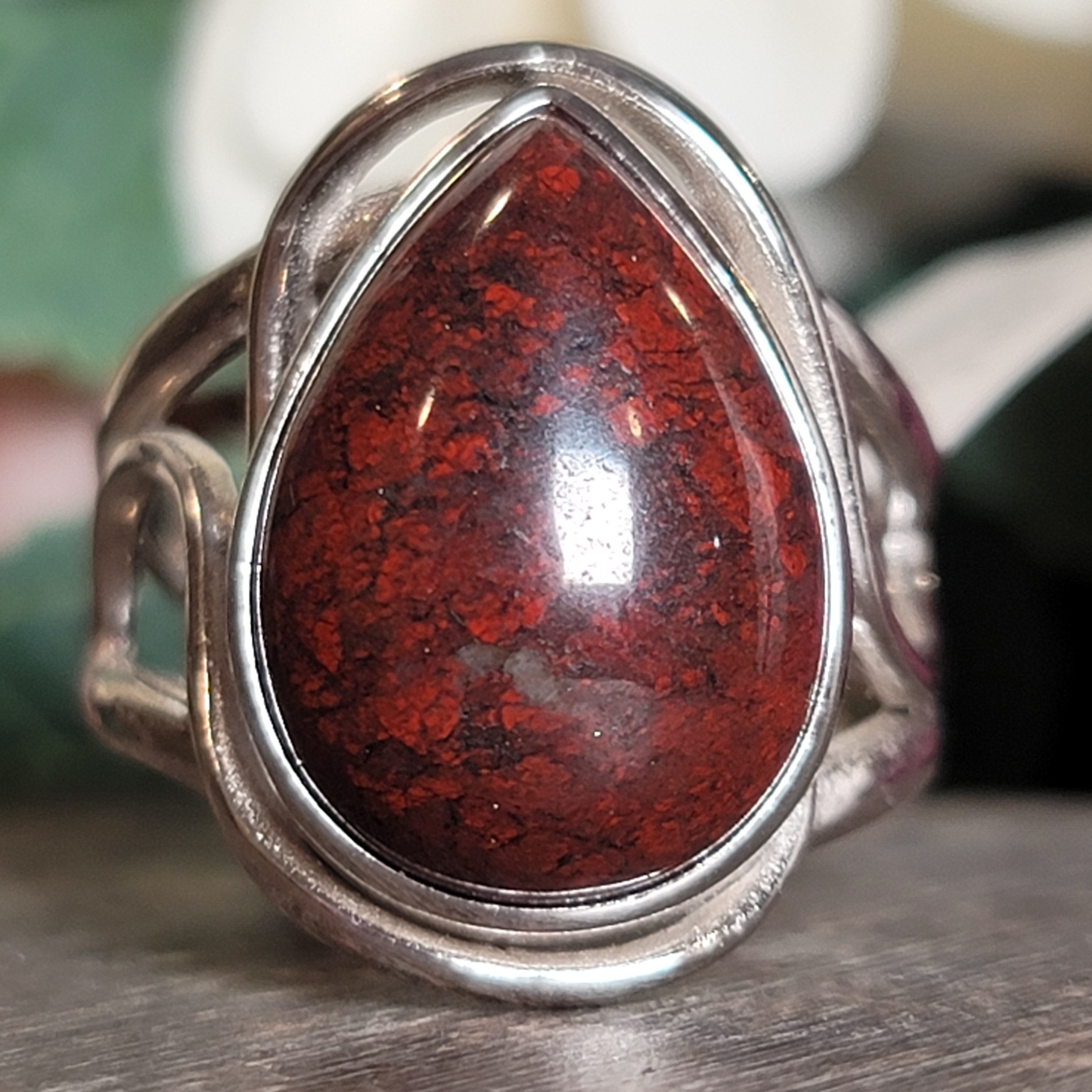 Red Pietersite Cuff Ring .925 Silver for Intuition, Transformation and Willpower