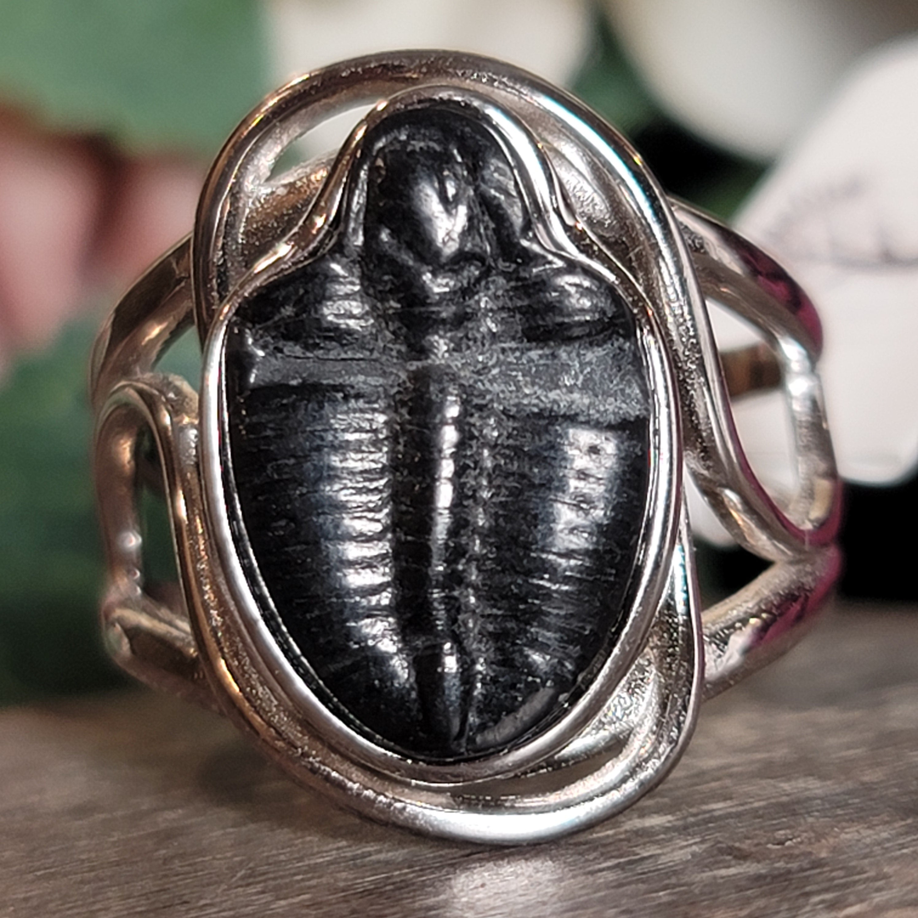 Trilobite Cuff Ring .925 Silver for Healing, Leadership and Connection