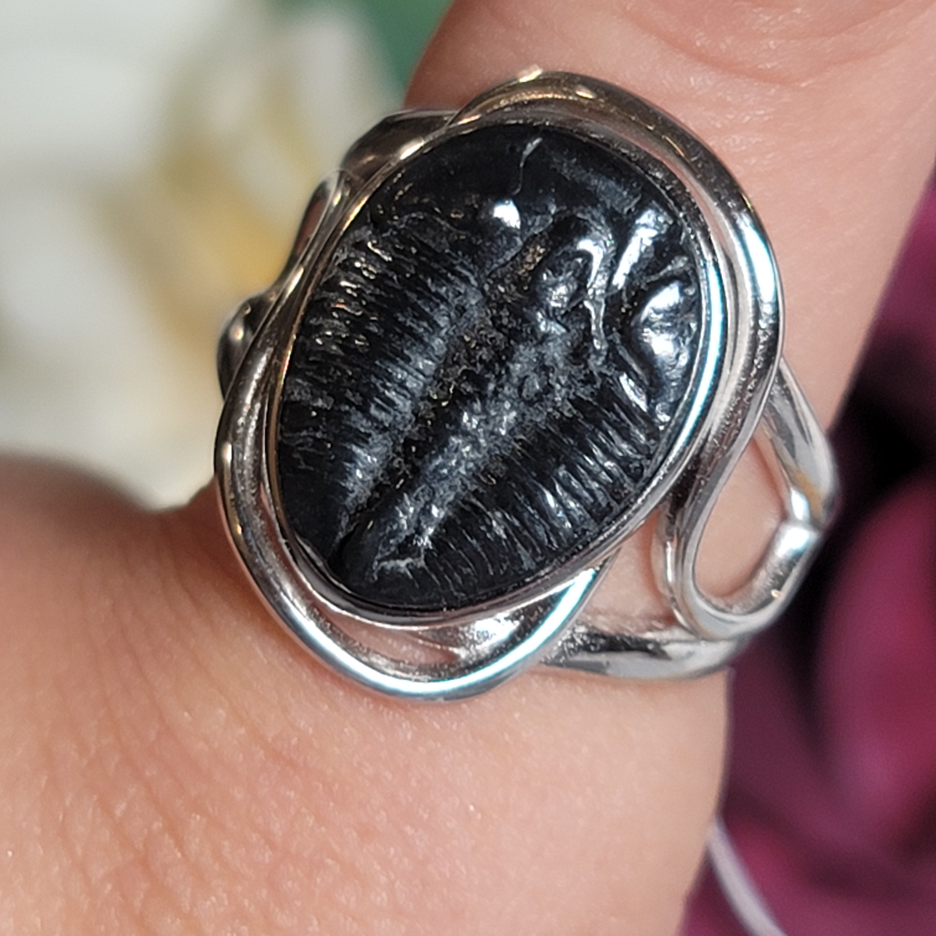 Trilobite Cuff Ring .925 Silver for Healing, Leadership and Connection