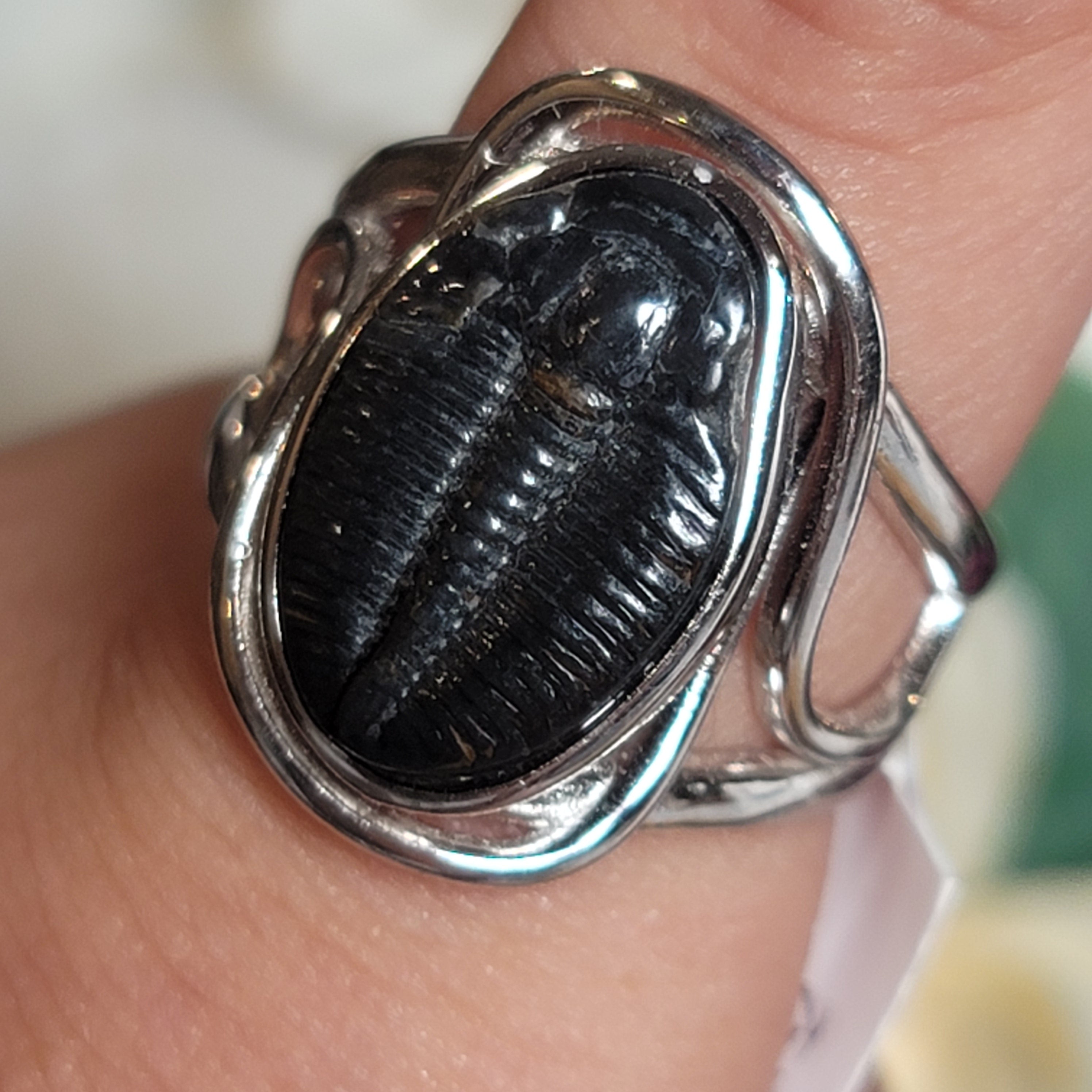 Trilobite Cuff Ring .925 Silver for Healing, Leadership and Connection