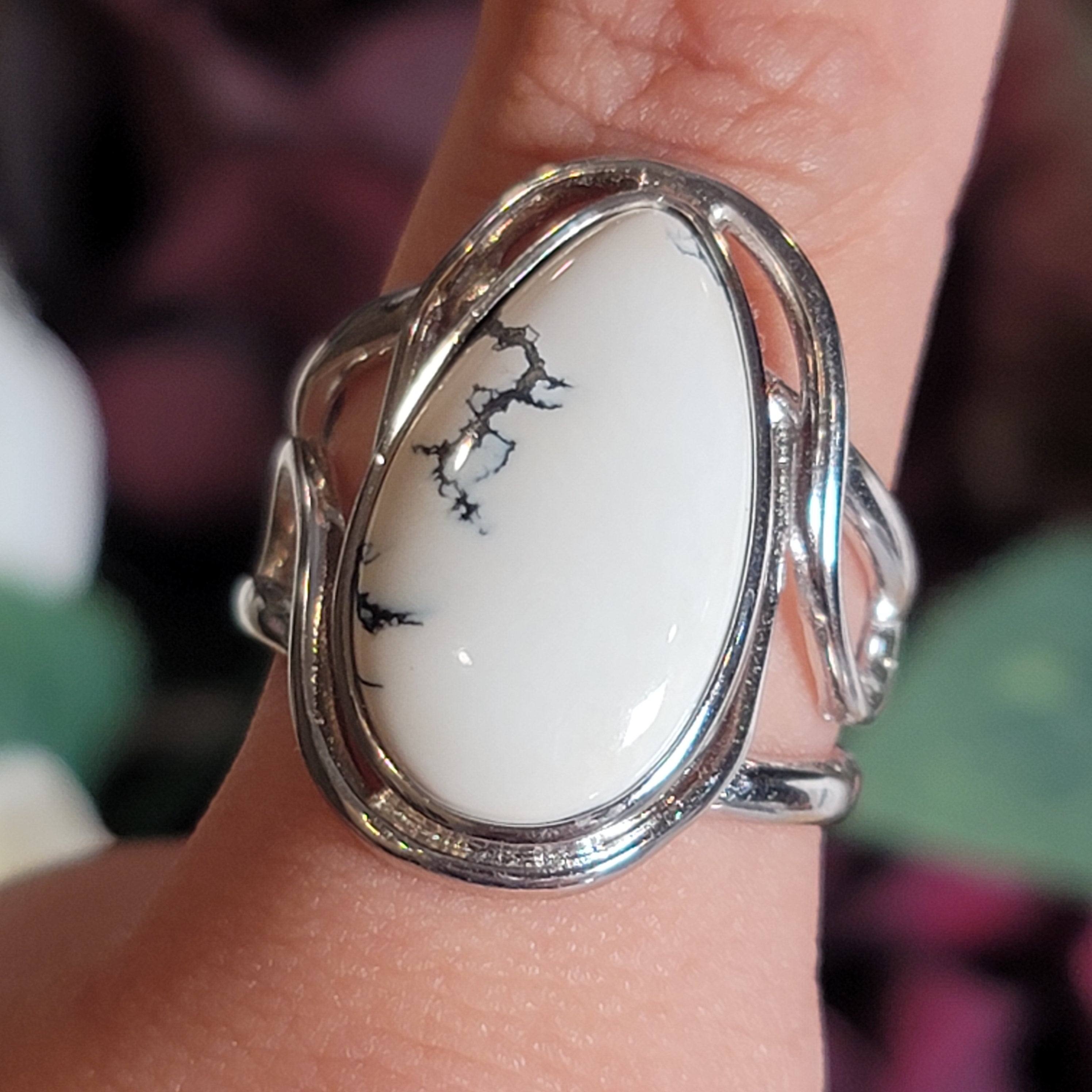 White Buffalo Cuff Ring in .925 Silver for Promoting Creativity, Hope, New Ideas & Positivity