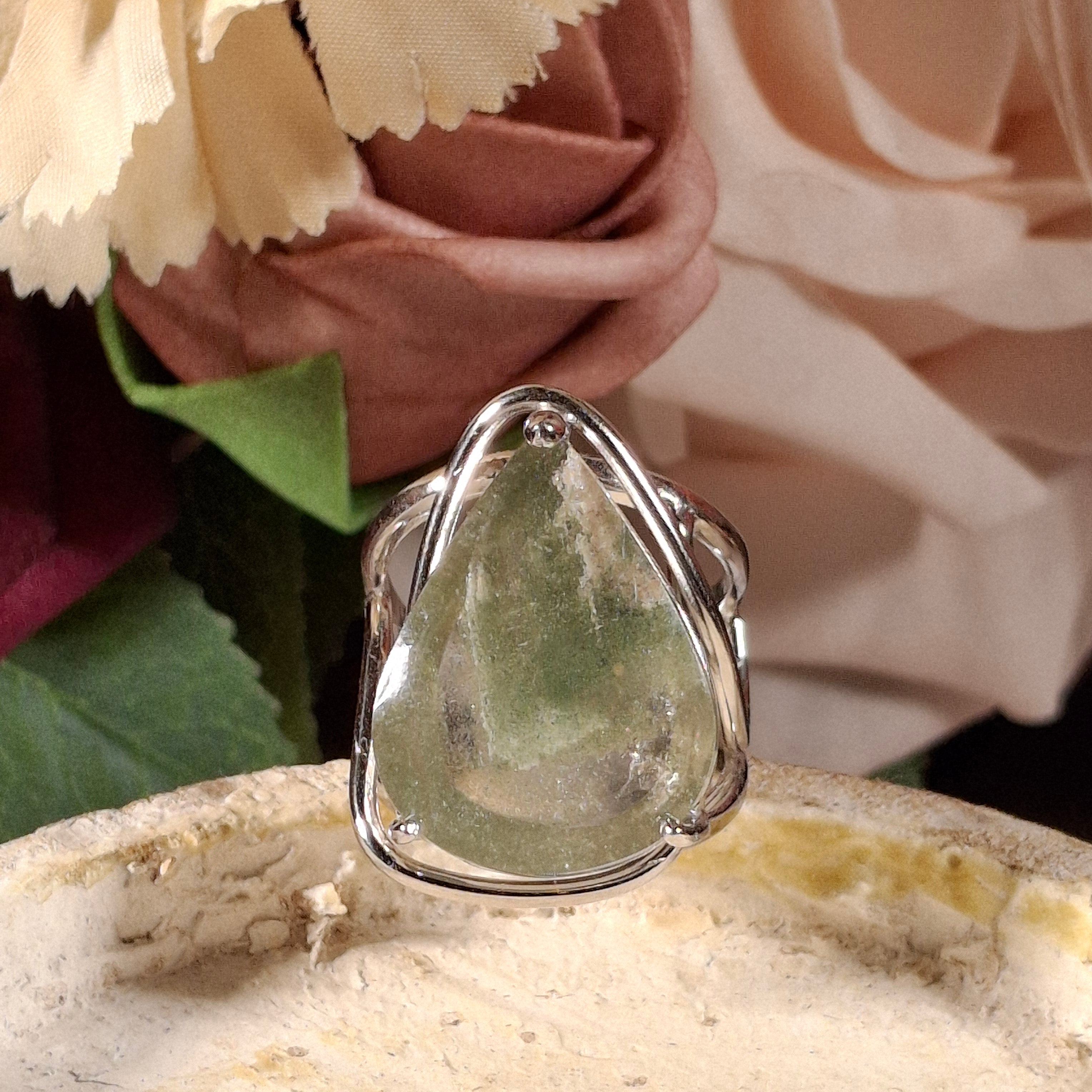 Garden Quartz Adjustable Cuff Ring .925 Sterling Silver for Insight, Meditation & Shamanic Journey