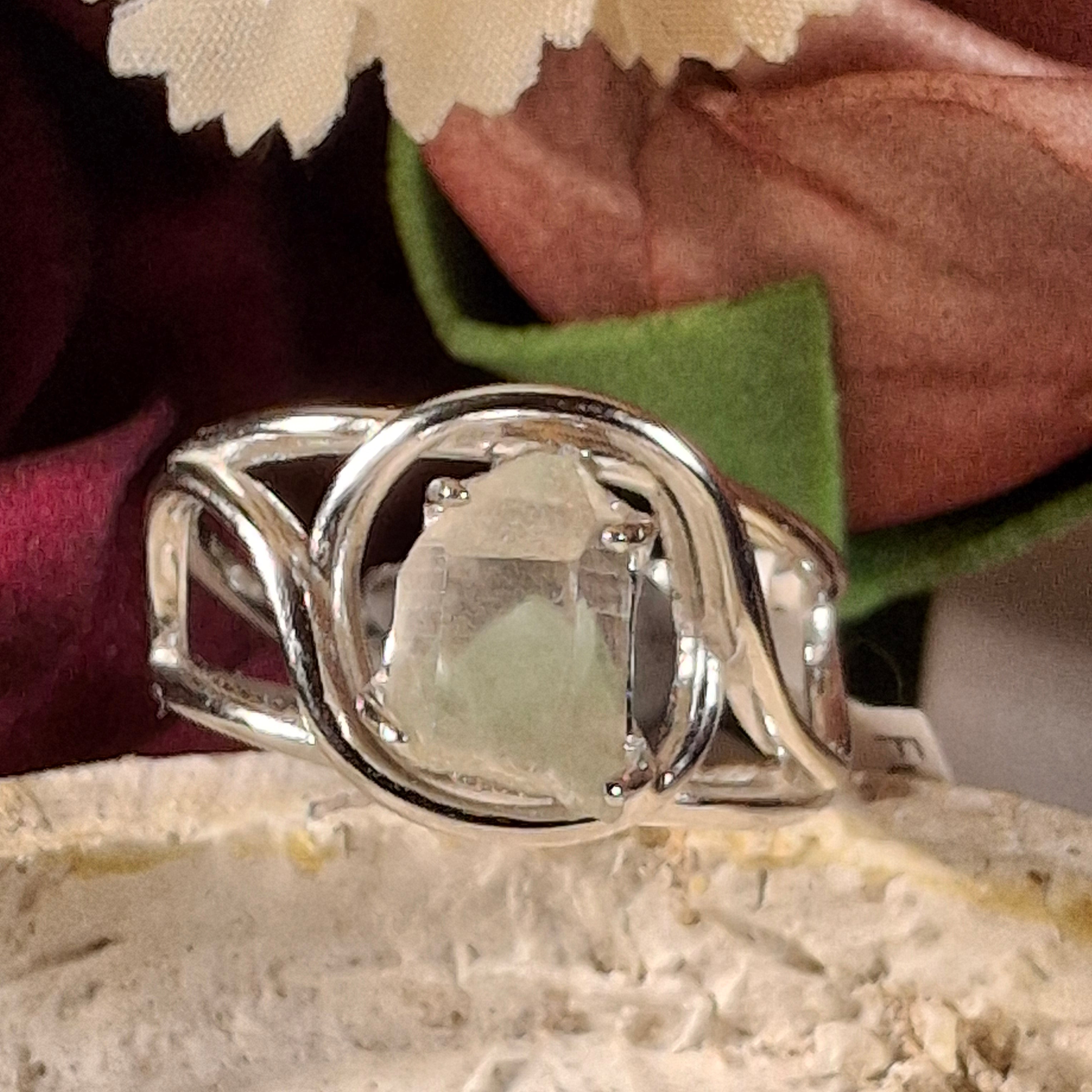 Fuschite Phantom Adjustable Cuff Ring .925 Silver for Emotional & Physical Healing