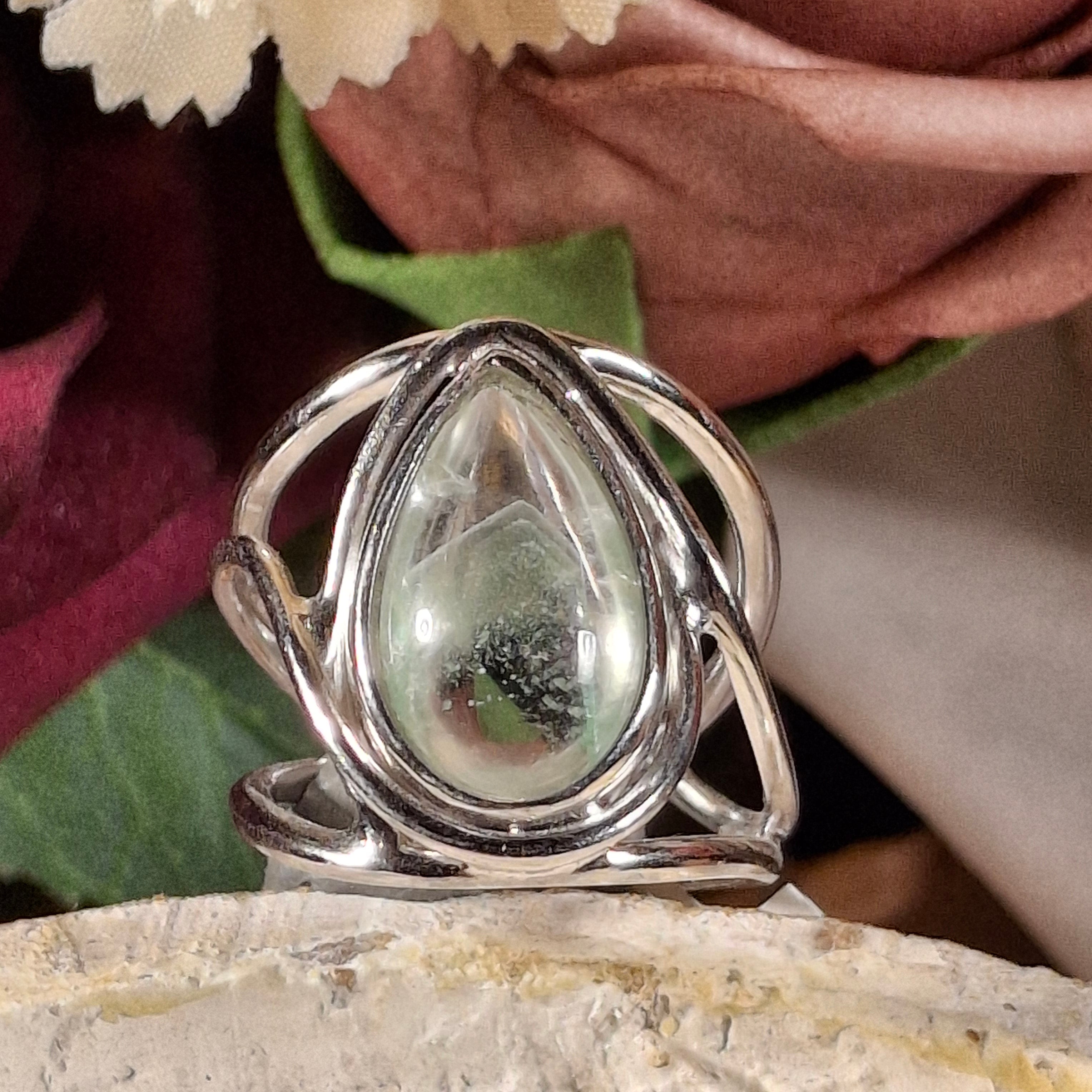 Fuschite Phantom Adjustable Cuff Ring .925 Silver for Emotional & Physical Healing