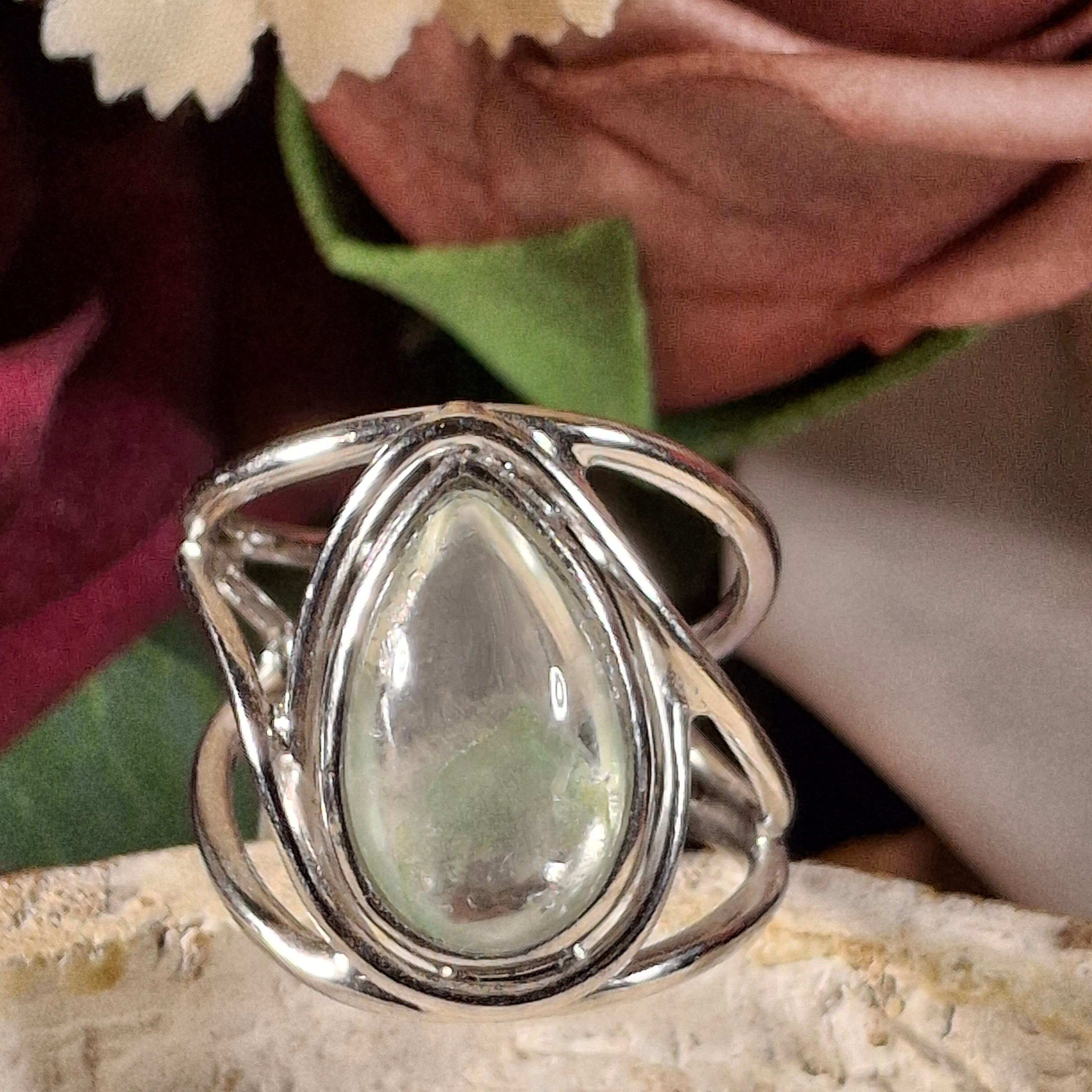 Fuschite Phantom Adjustable Cuff Ring .925 Silver for Emotional & Physical Healing