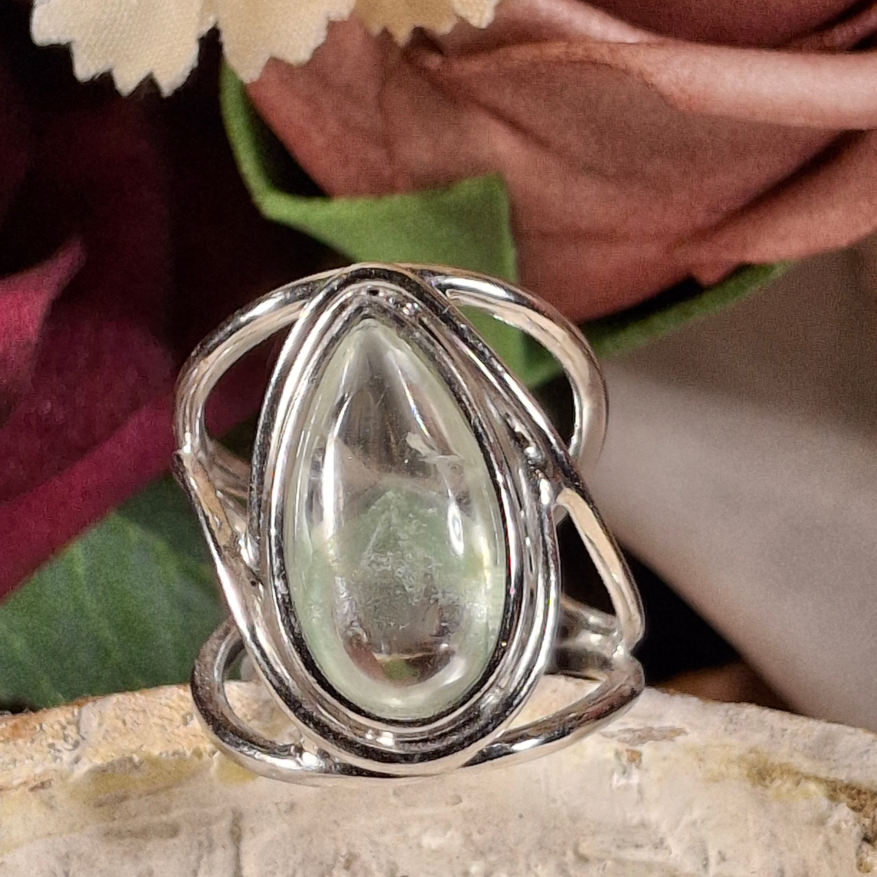 Fuschite Phantom Adjustable Cuff Ring .925 Silver for Emotional & Physical Healing