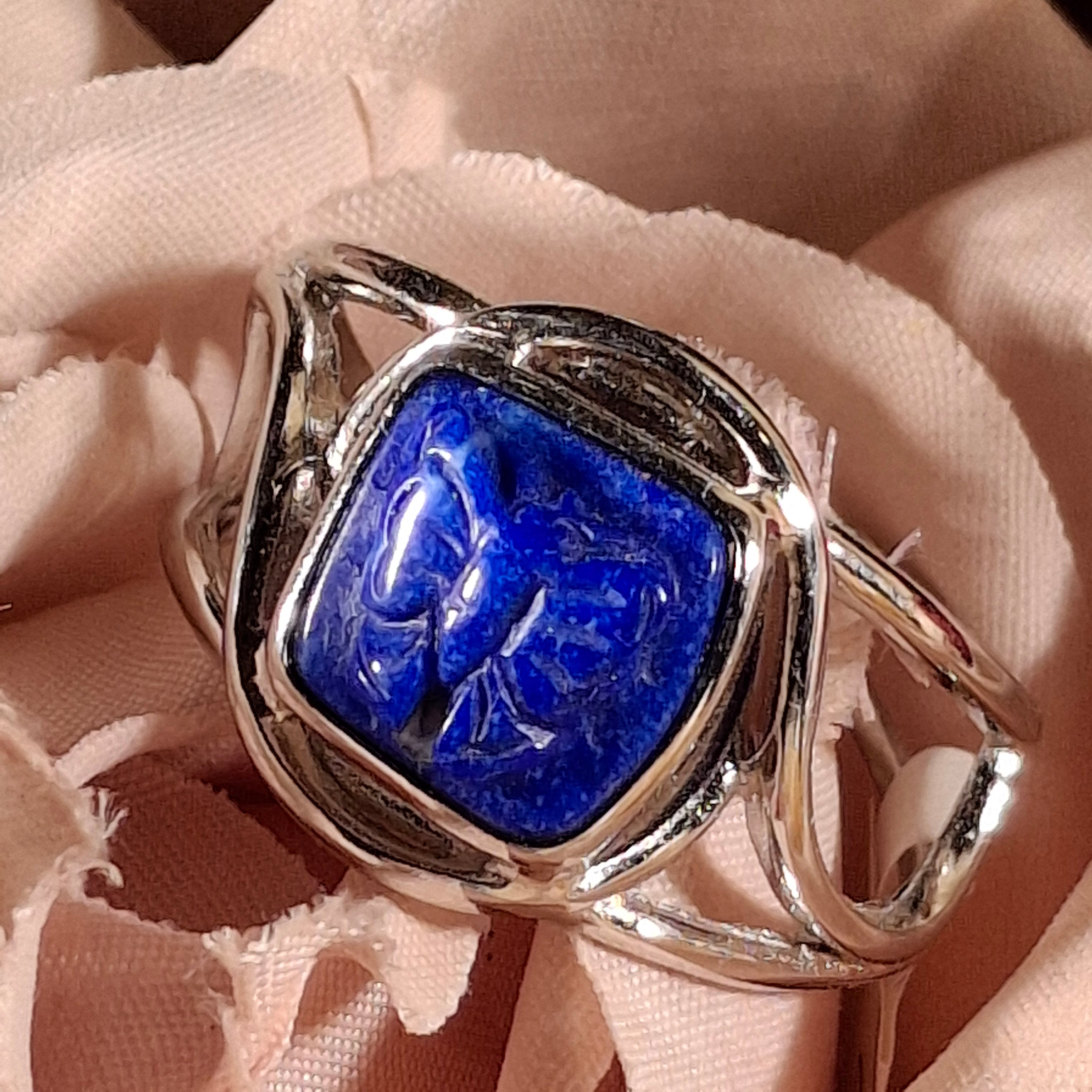 Lapis Lazuli Butterfly Adjustable Cuff Ring .925 Silver for Power & Confidence