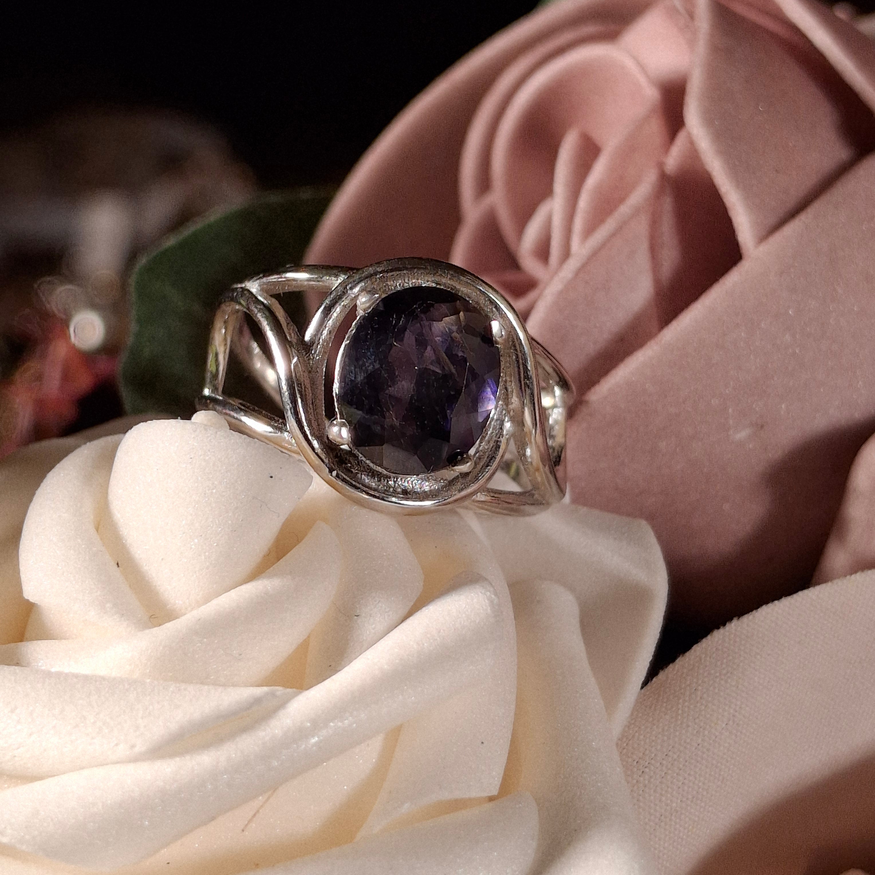 Iolite Adjustable Cuff Ring .925 Silver (Gem Grade) for Intuition, Divination and Wisdom