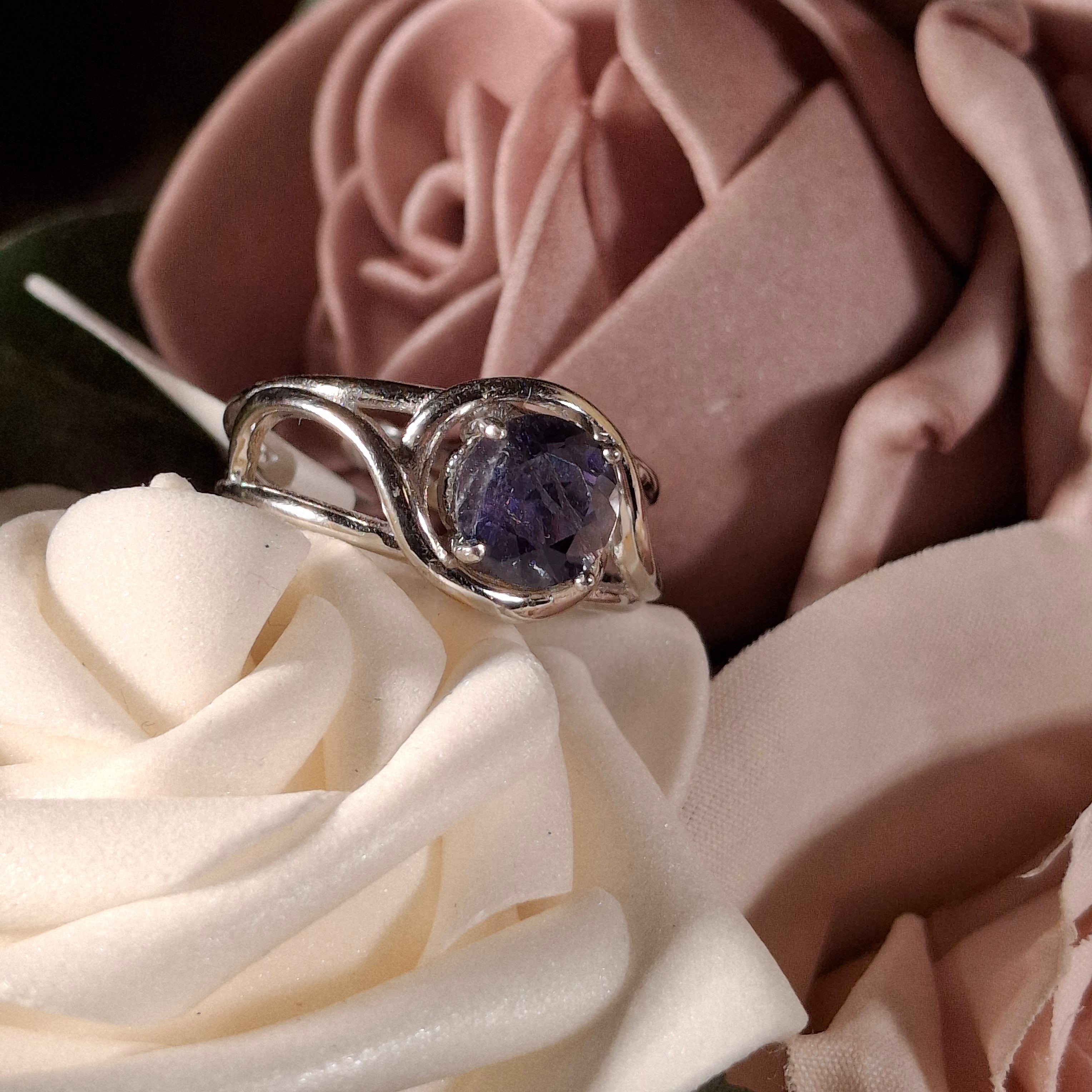 Iolite Adjustable Cuff Ring .925 Silver (Gem Grade) for Intuition, Divination and Wisdom