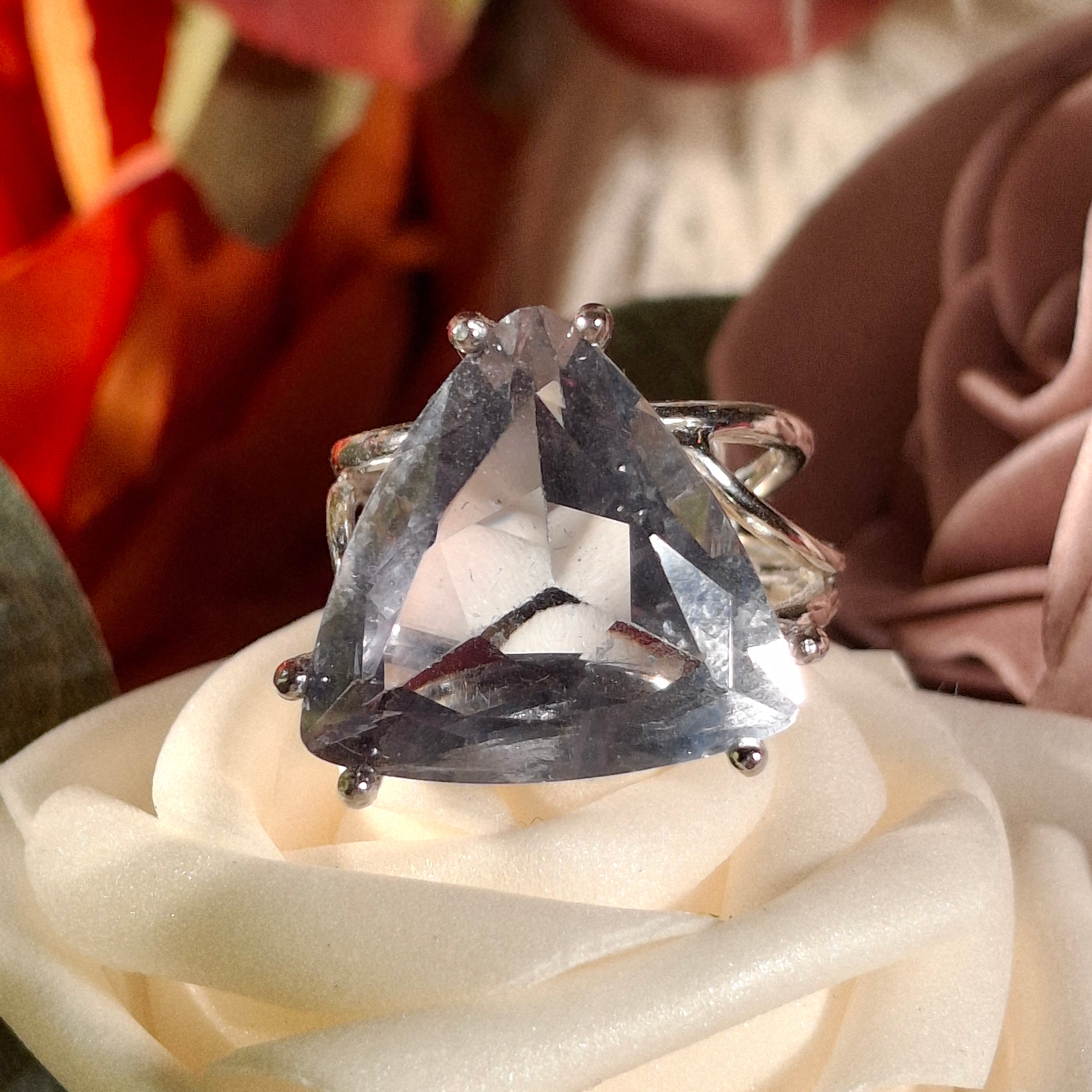 Fluorite Cuff Ring .925 Silver for Clarity and Focus