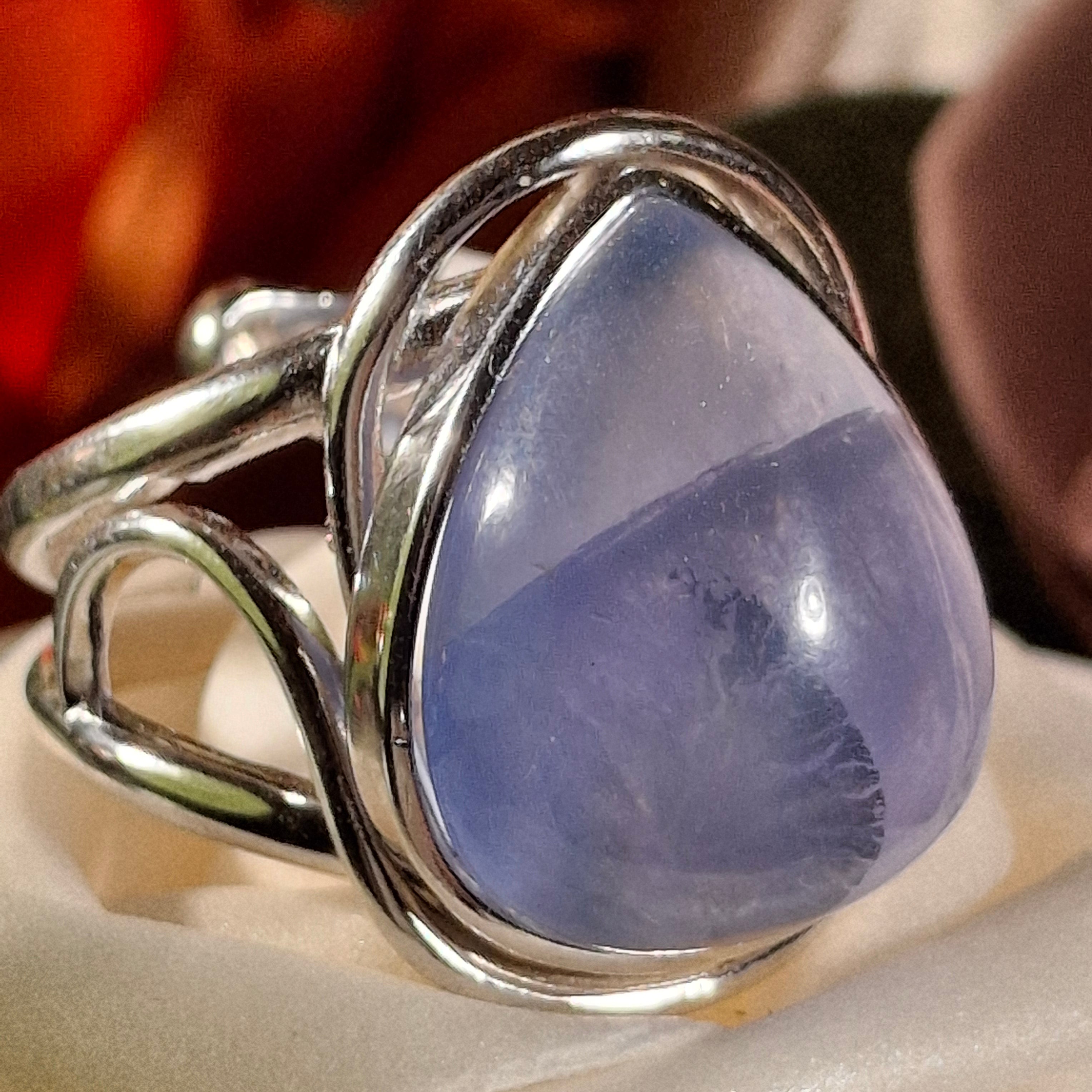 Fluorite Cuff Ring .925 Silver for Clarity and Focus