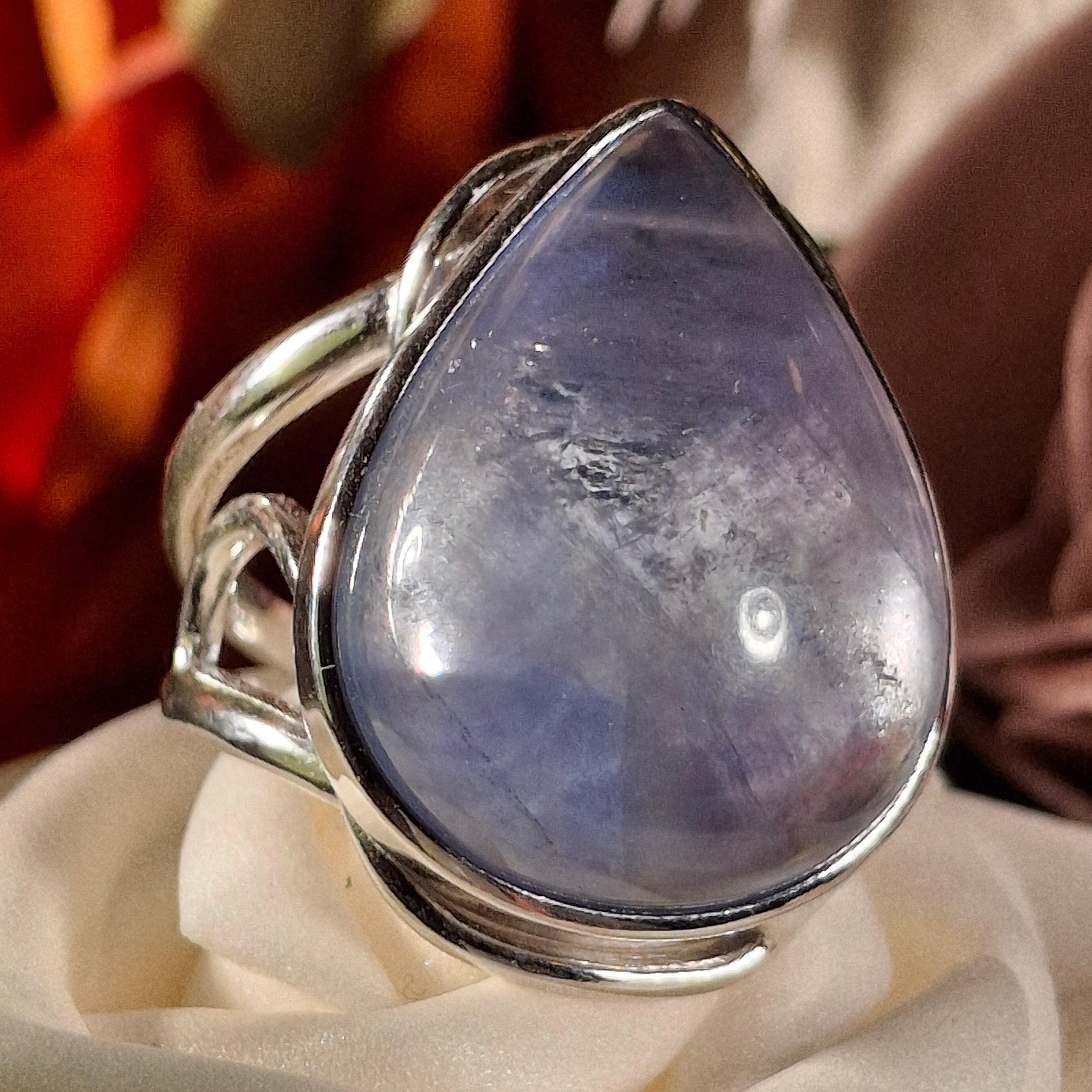 Fluorite Cuff Ring .925 Silver for Clarity and Focus