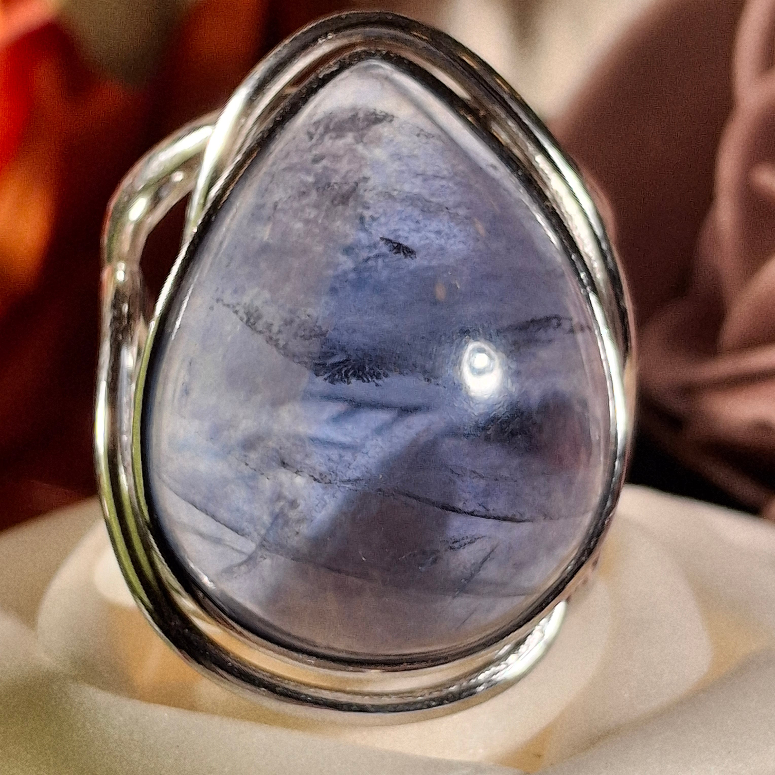 Fluorite Cuff Ring .925 Silver for Clarity and Focus