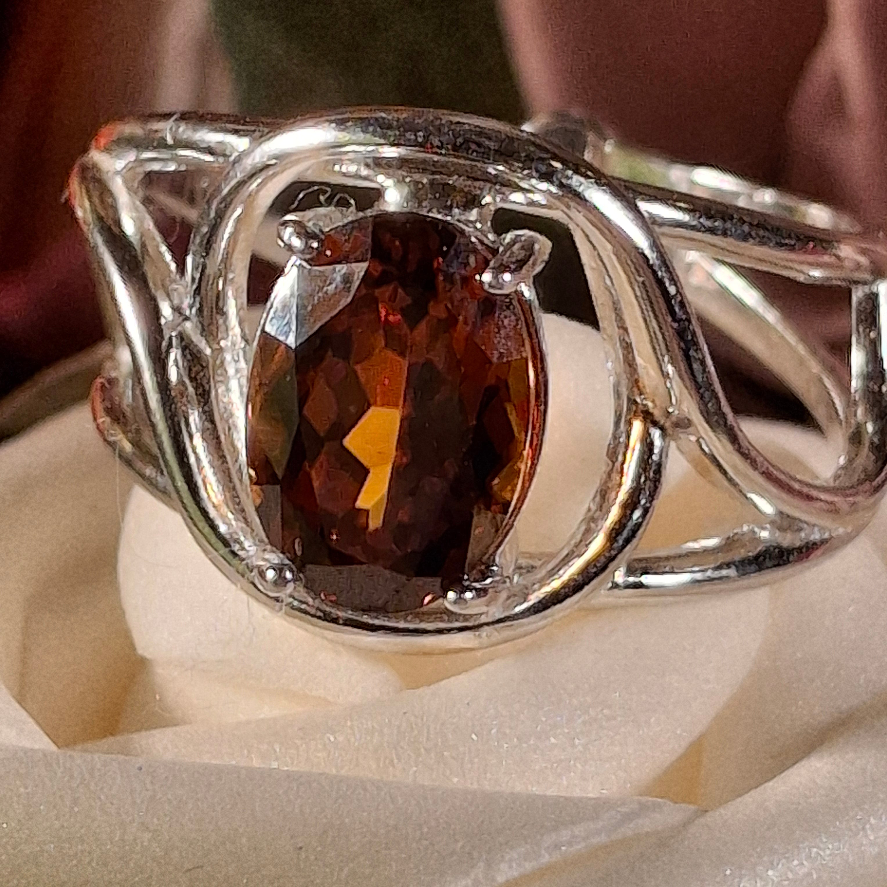 Zircon Cuff Ring .925 Silver for Determination, Organization & Transformation