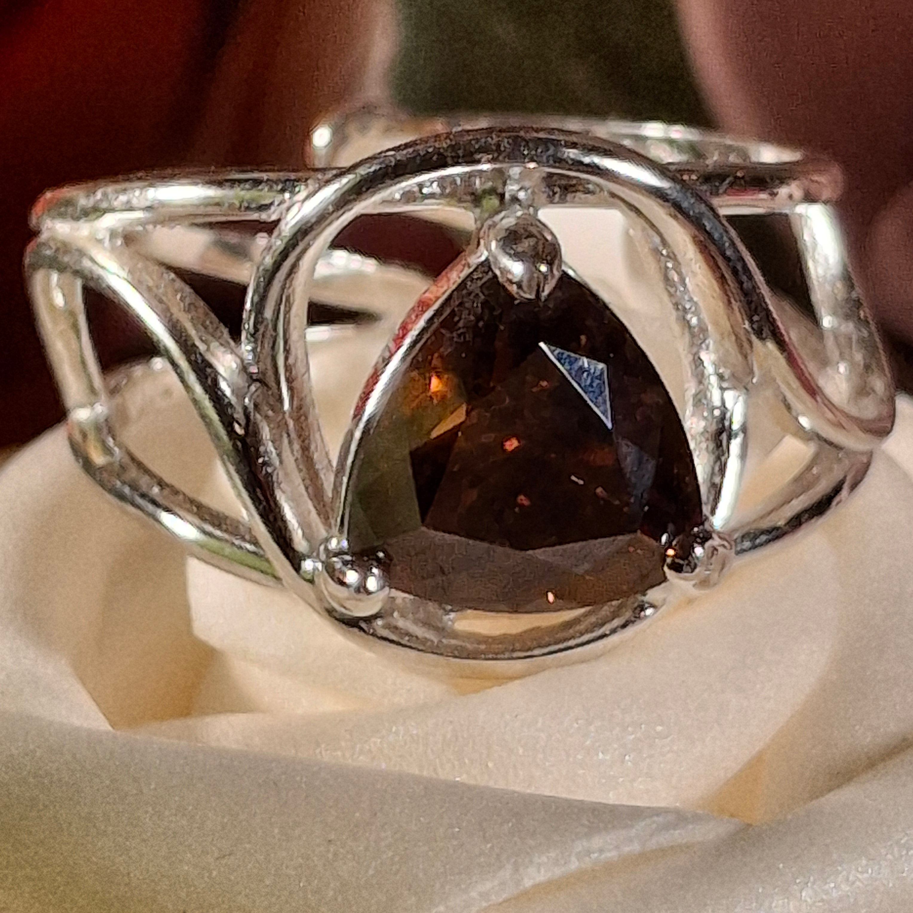 Zircon Cuff Ring .925 Silver for Determination, Organization & Transformation