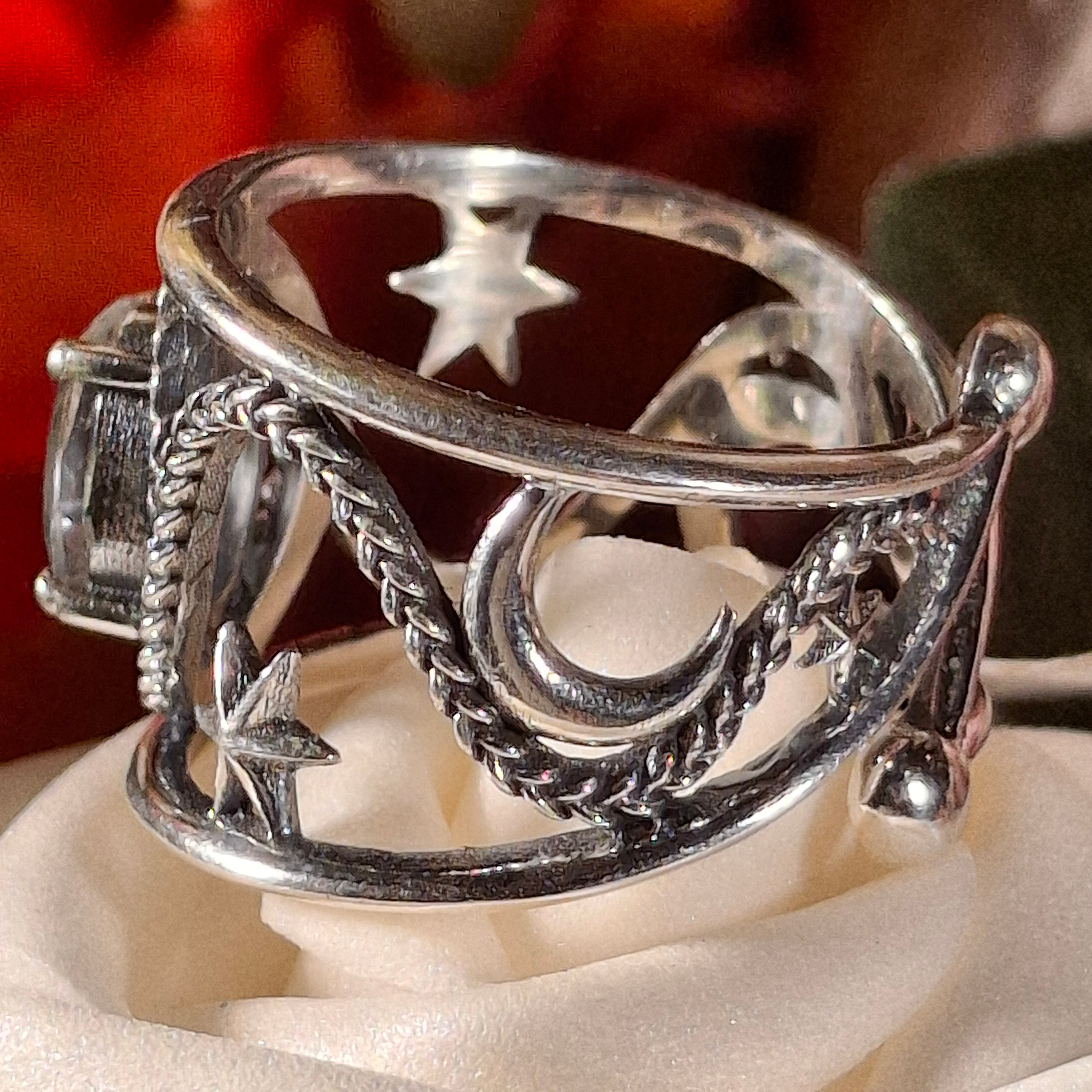 White Topaz Dreamweaver Cuff Ring .925 Silver for Health, Protection, Amplifying Intentions & Accelerating Manifestations