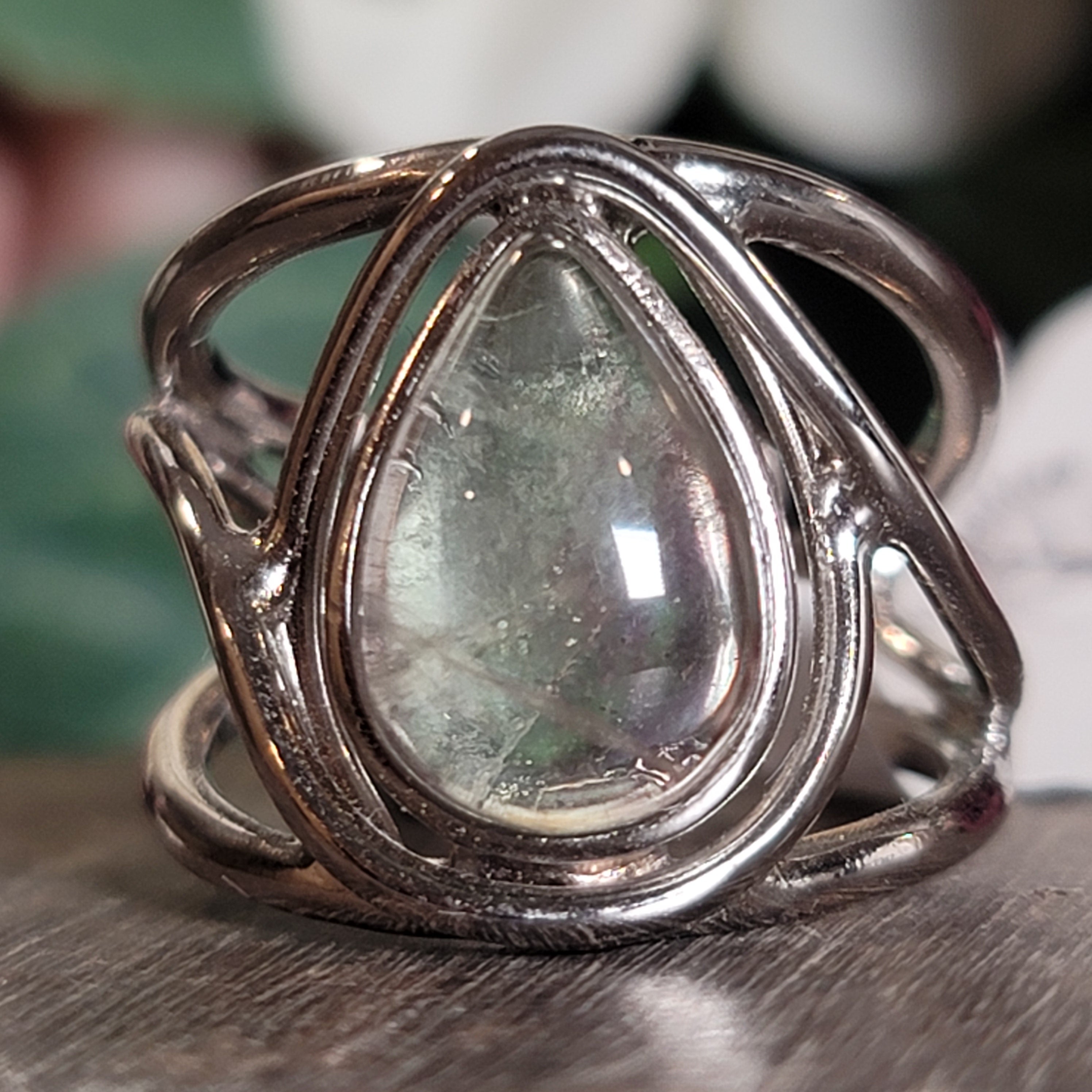 Fluorite Midi Cuff Ring .925 Silver for Clarity and Focus