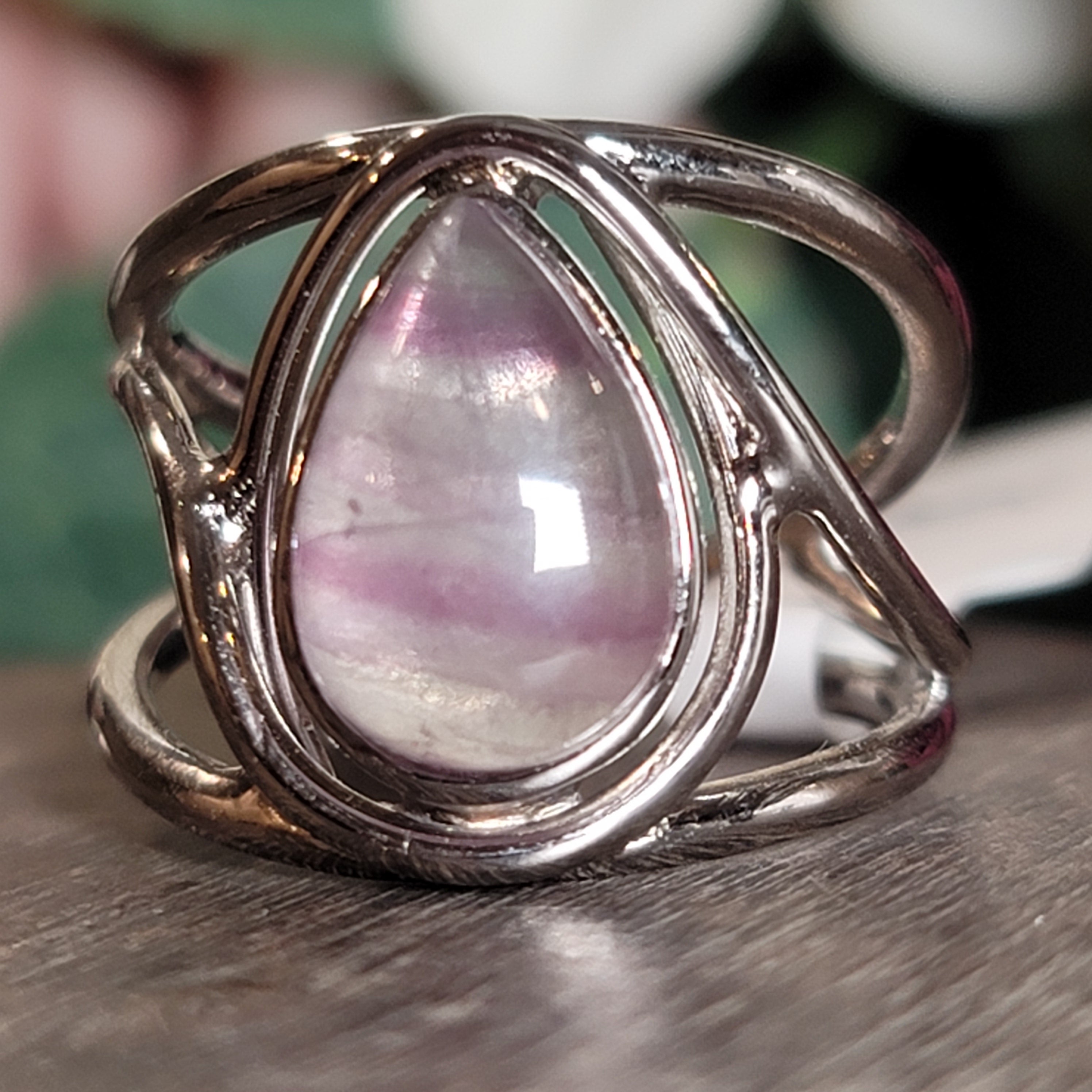 Fluorite Midi Cuff Ring .925 Silver for Clarity and Focus