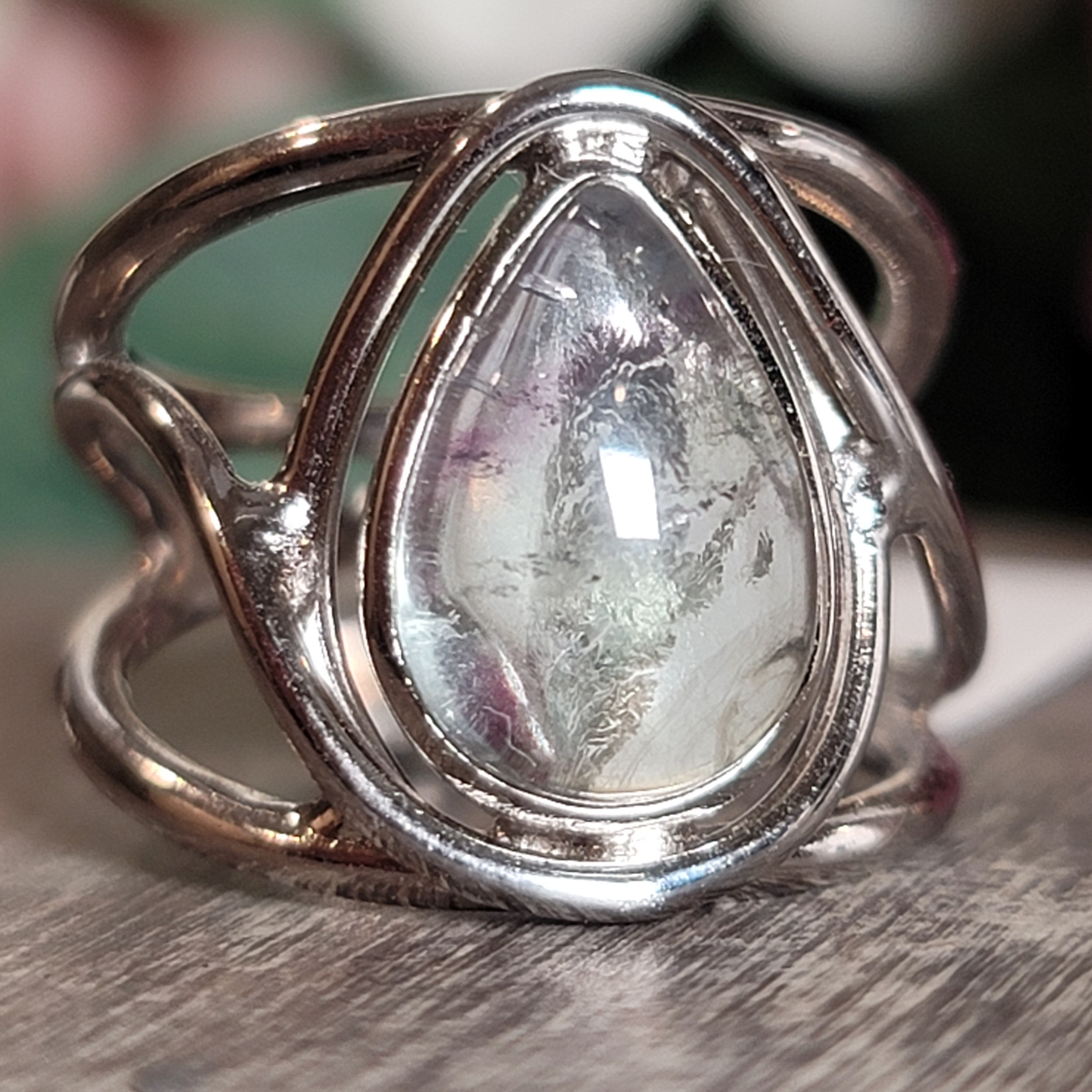 Fluorite Midi Cuff Ring .925 Silver for Clarity and Focus