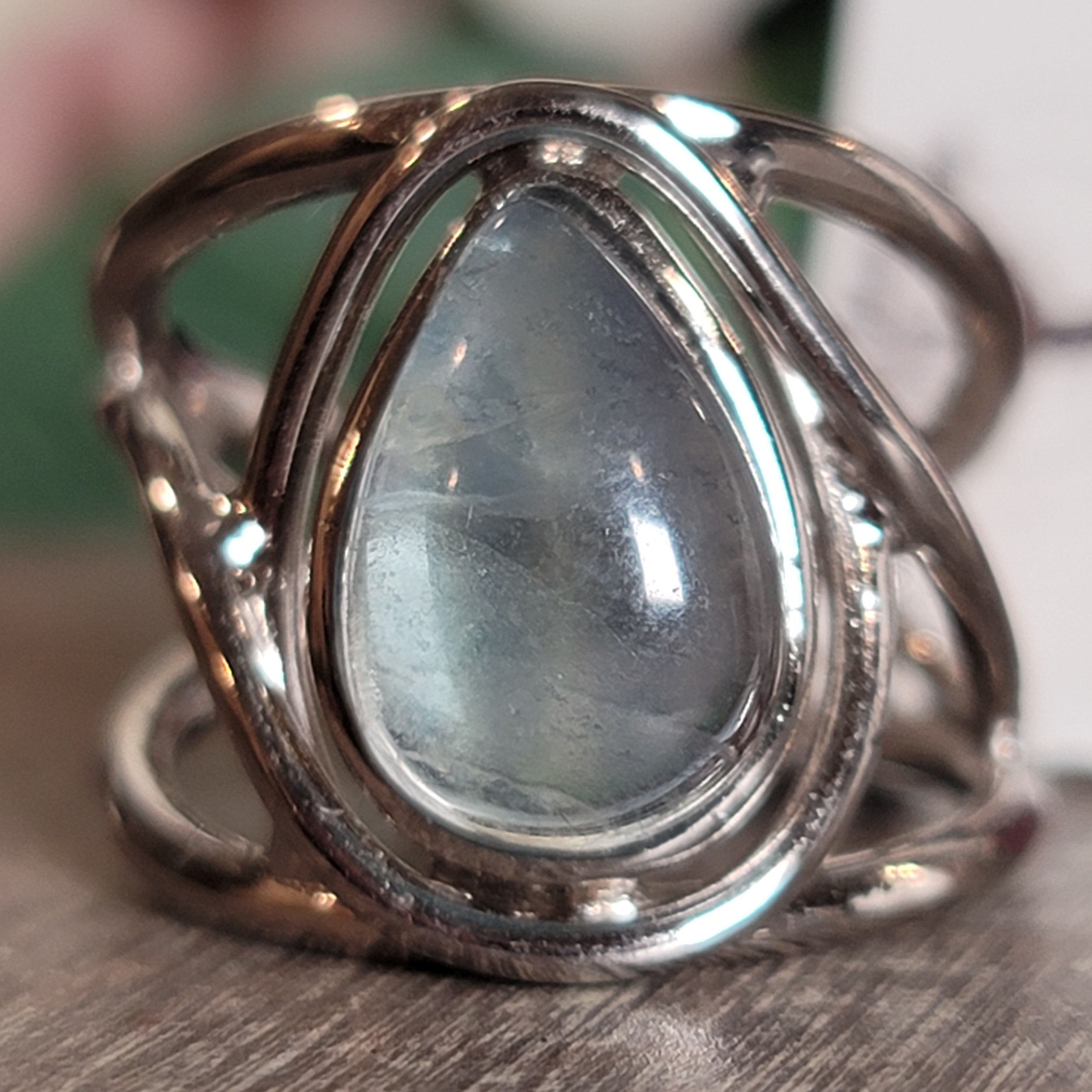 Fluorite Midi Cuff Ring .925 Silver for Clarity and Focus