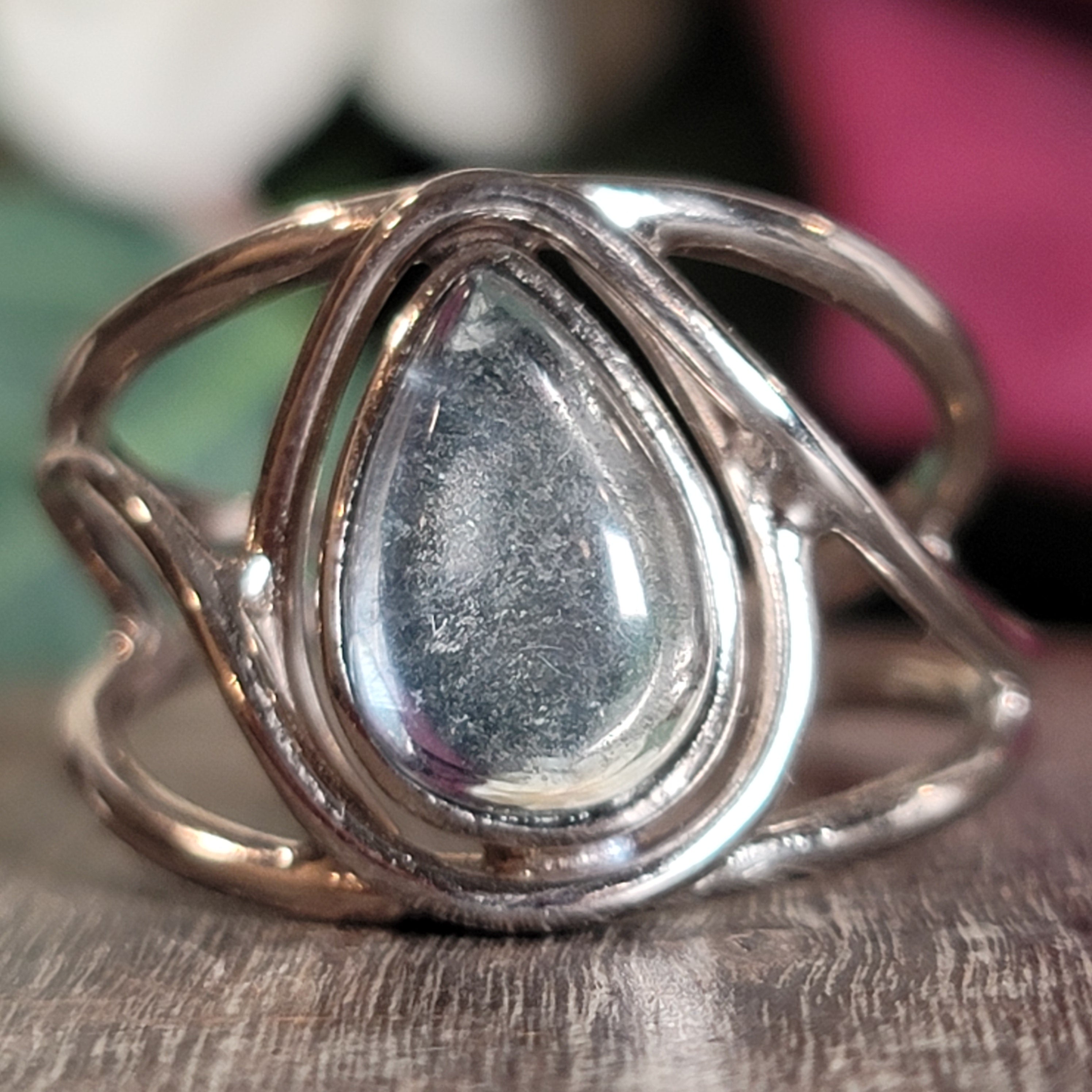 Fluorite Midi Cuff Ring .925 Silver for Clarity and Focus