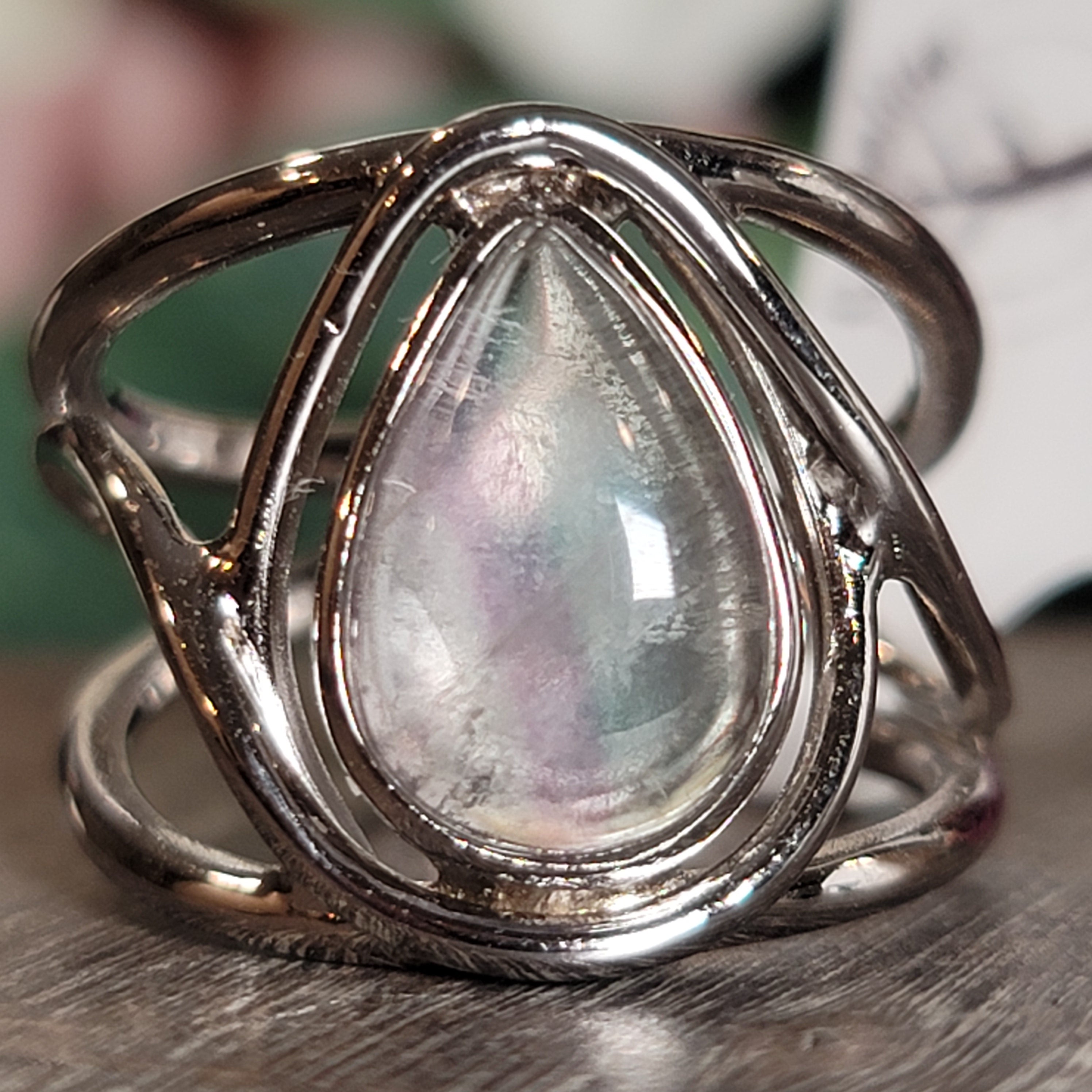 Fluorite Midi Cuff Ring .925 Silver for Clarity and Focus