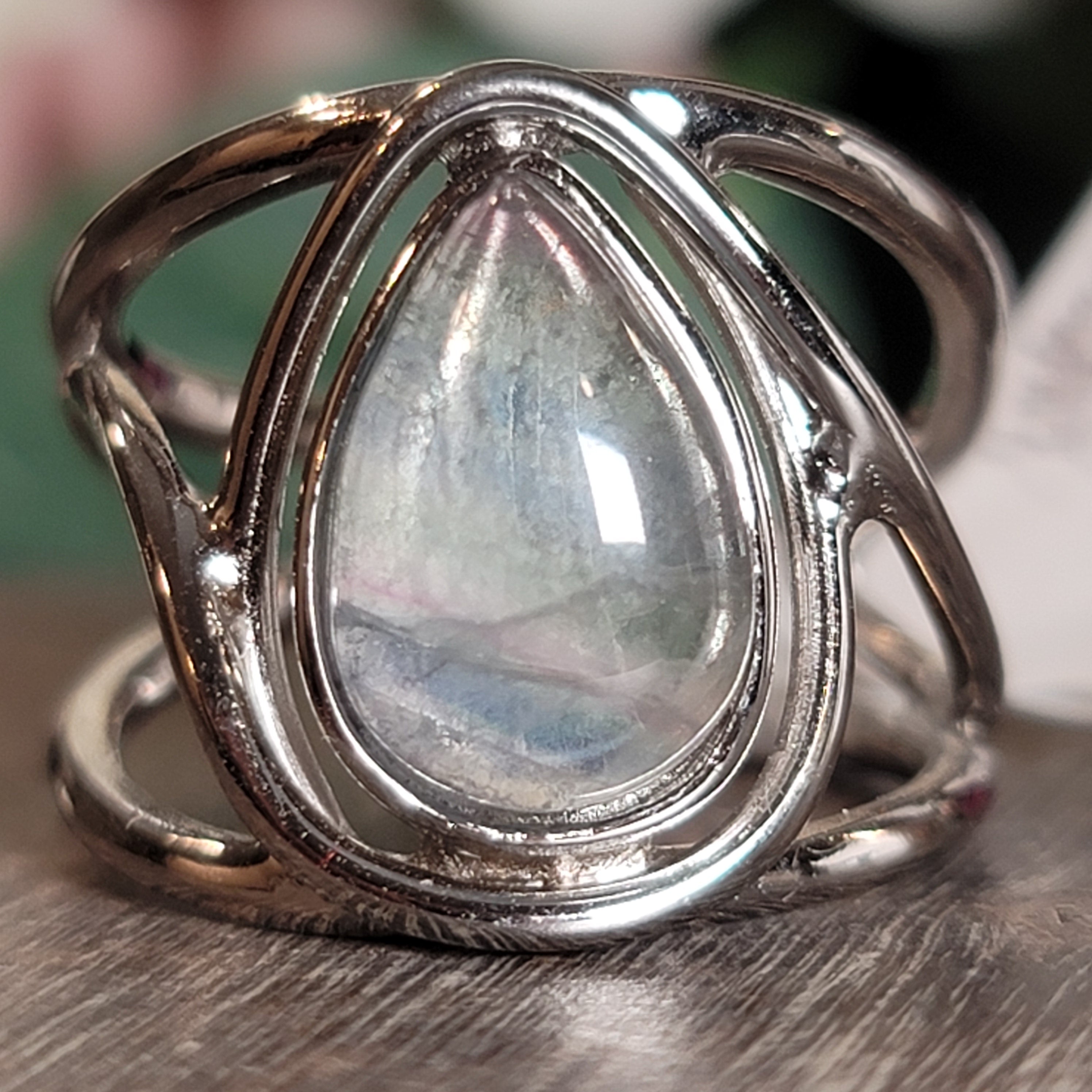 Fluorite Midi Cuff Ring .925 Silver for Clarity and Focus