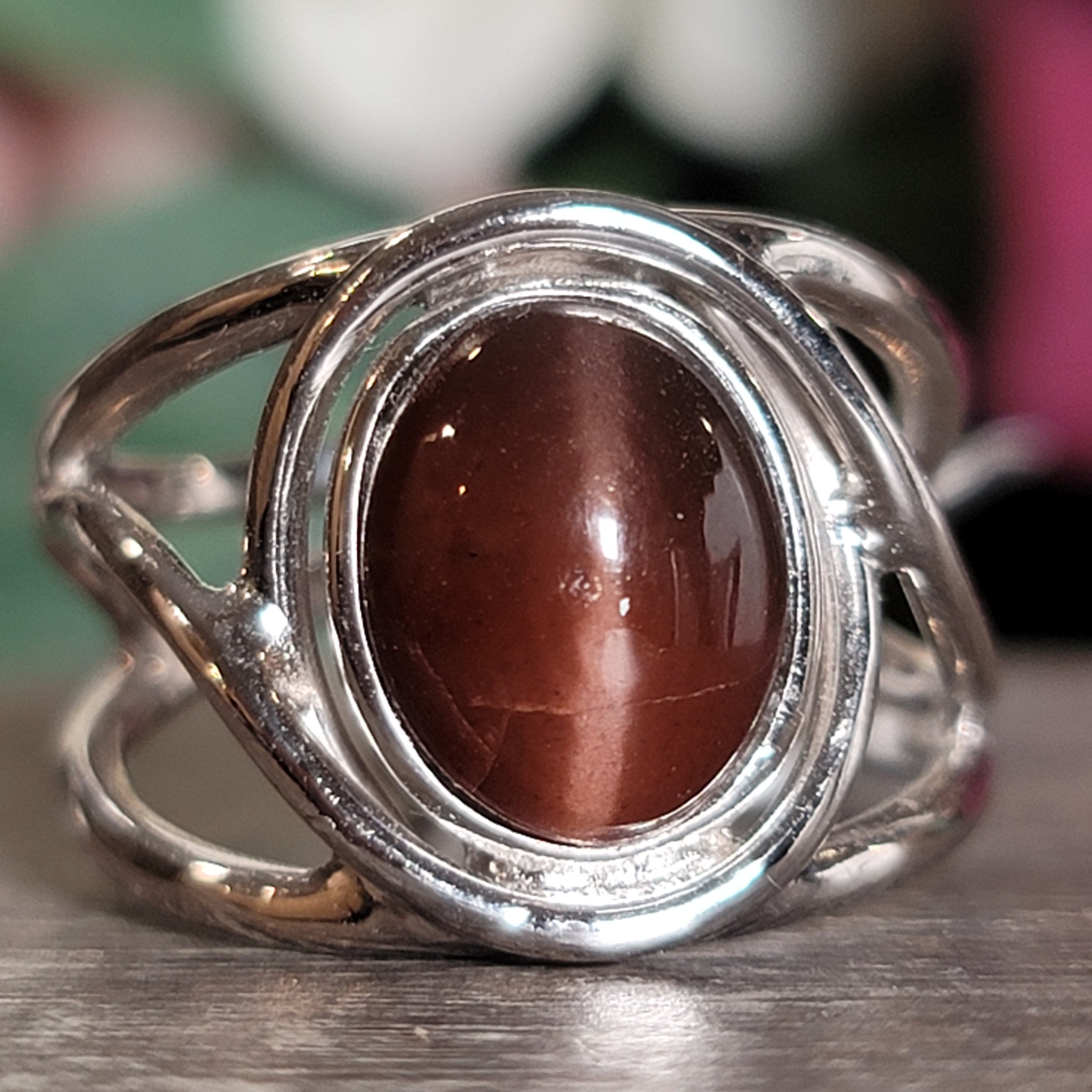 Cat's Eye Scapolite Midi Cuff Ring .925 Silver for Manifesting and Protection