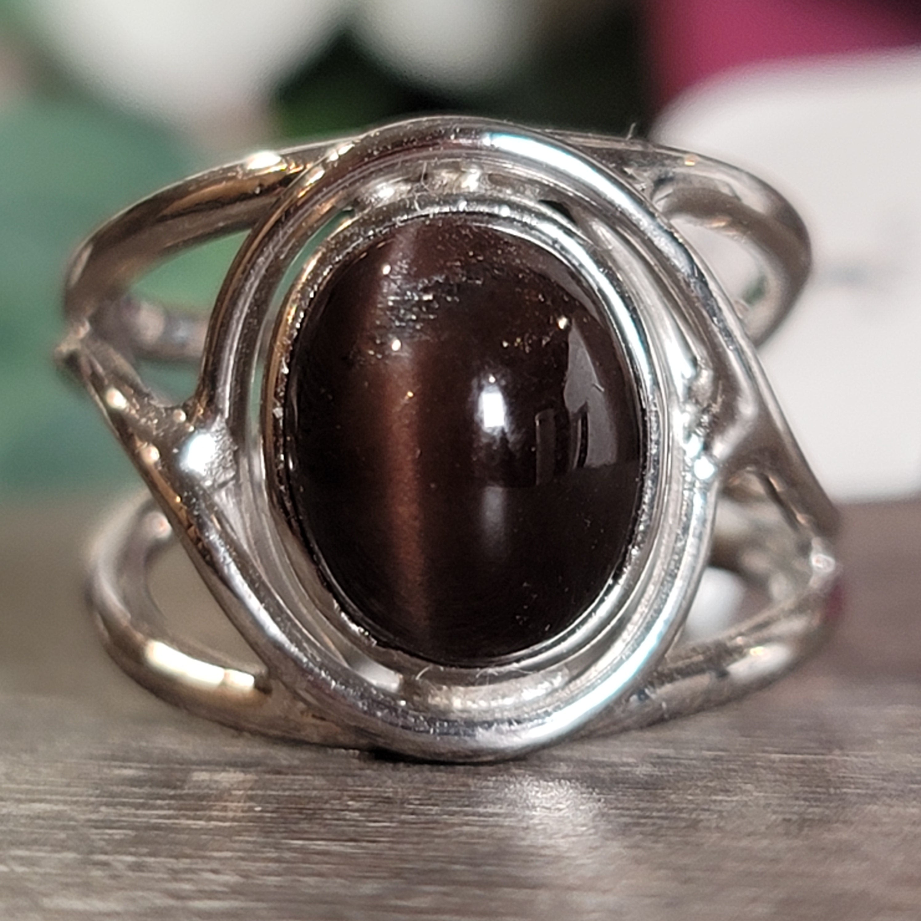 Cat's Eye Scapolite Midi Cuff Ring .925 Silver for Manifesting and Protection