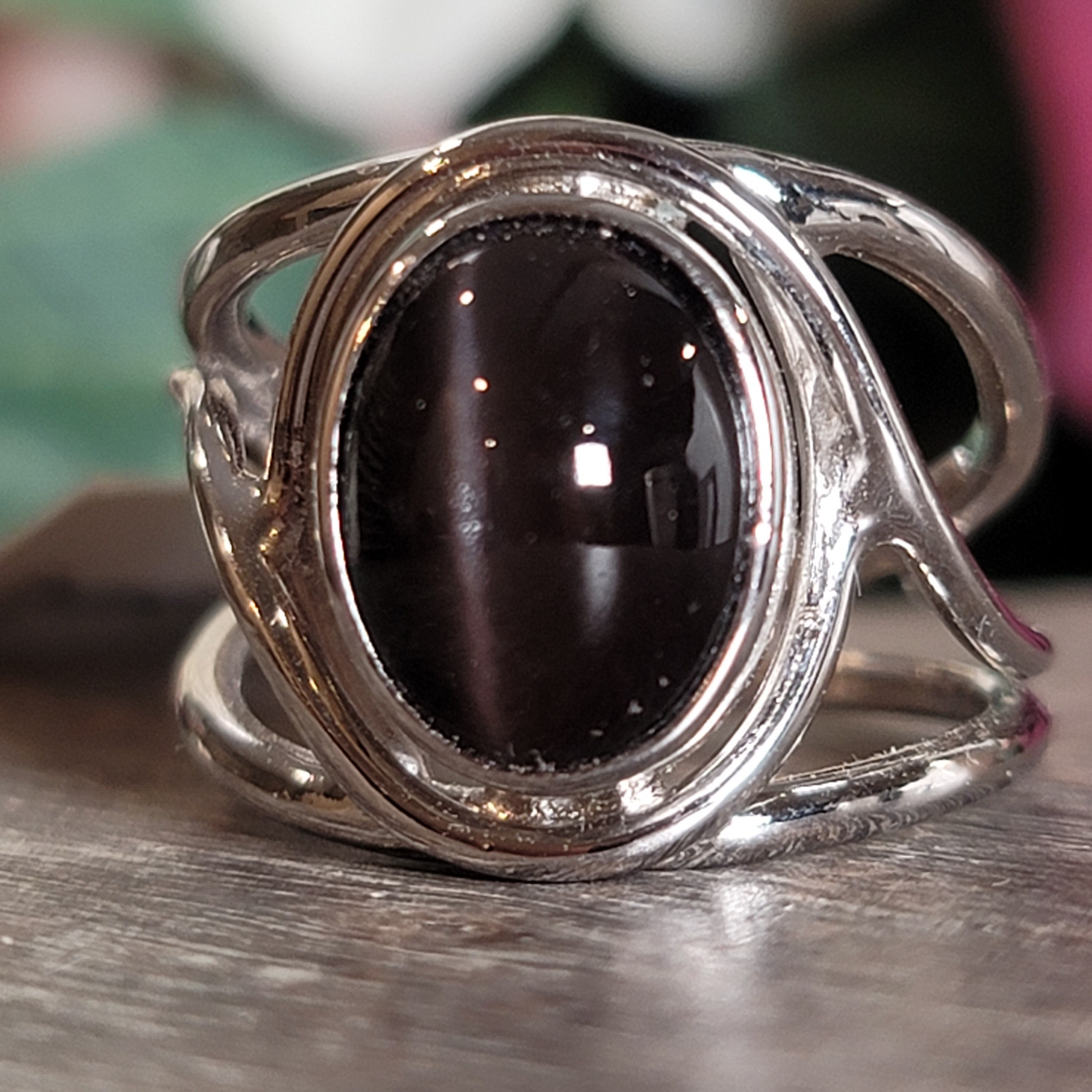 Cat's Eye Scapolite Midi Cuff Ring .925 Silver for Manifesting and Protection