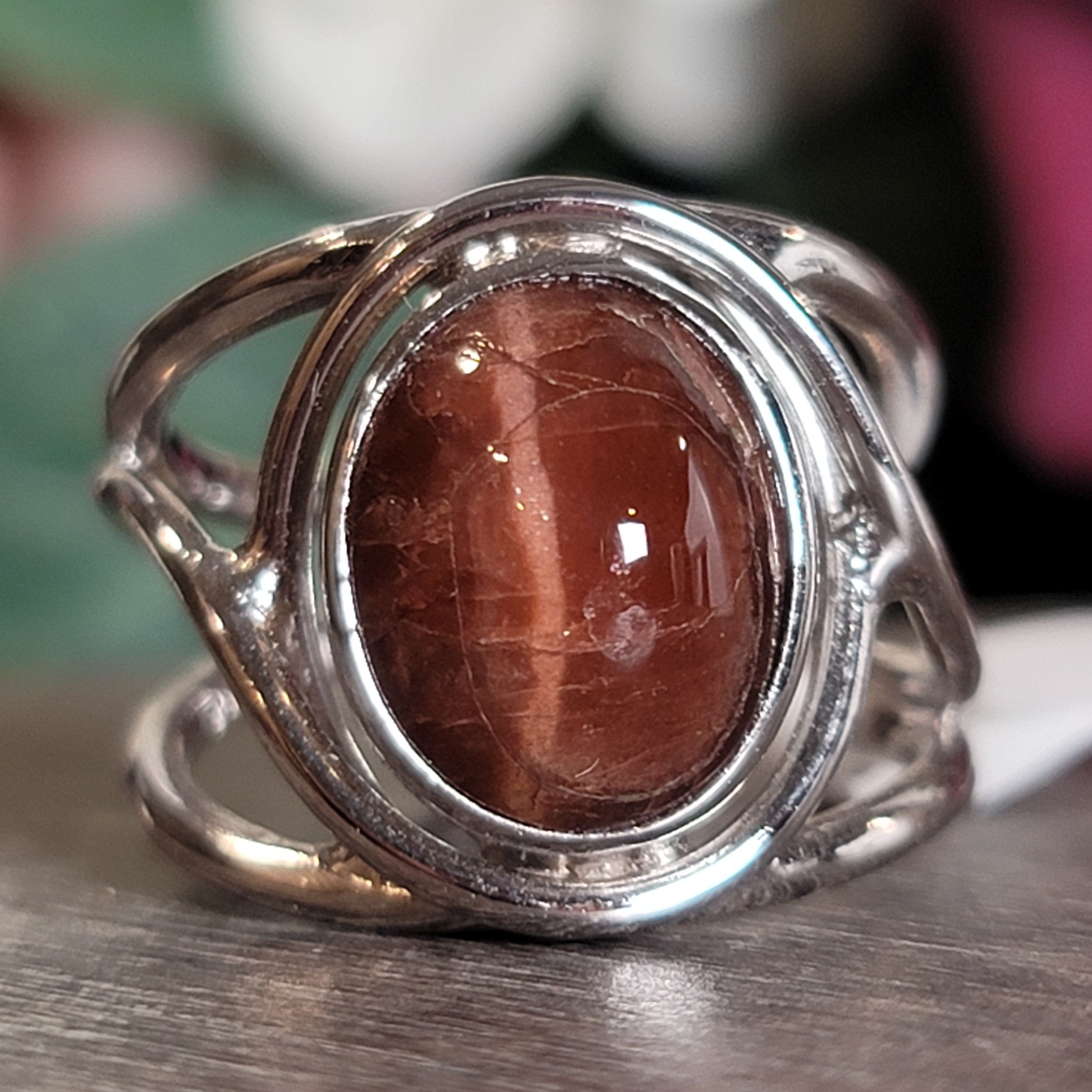 Cat's Eye Scapolite Midi Cuff Ring .925 Silver for Manifesting and Protection