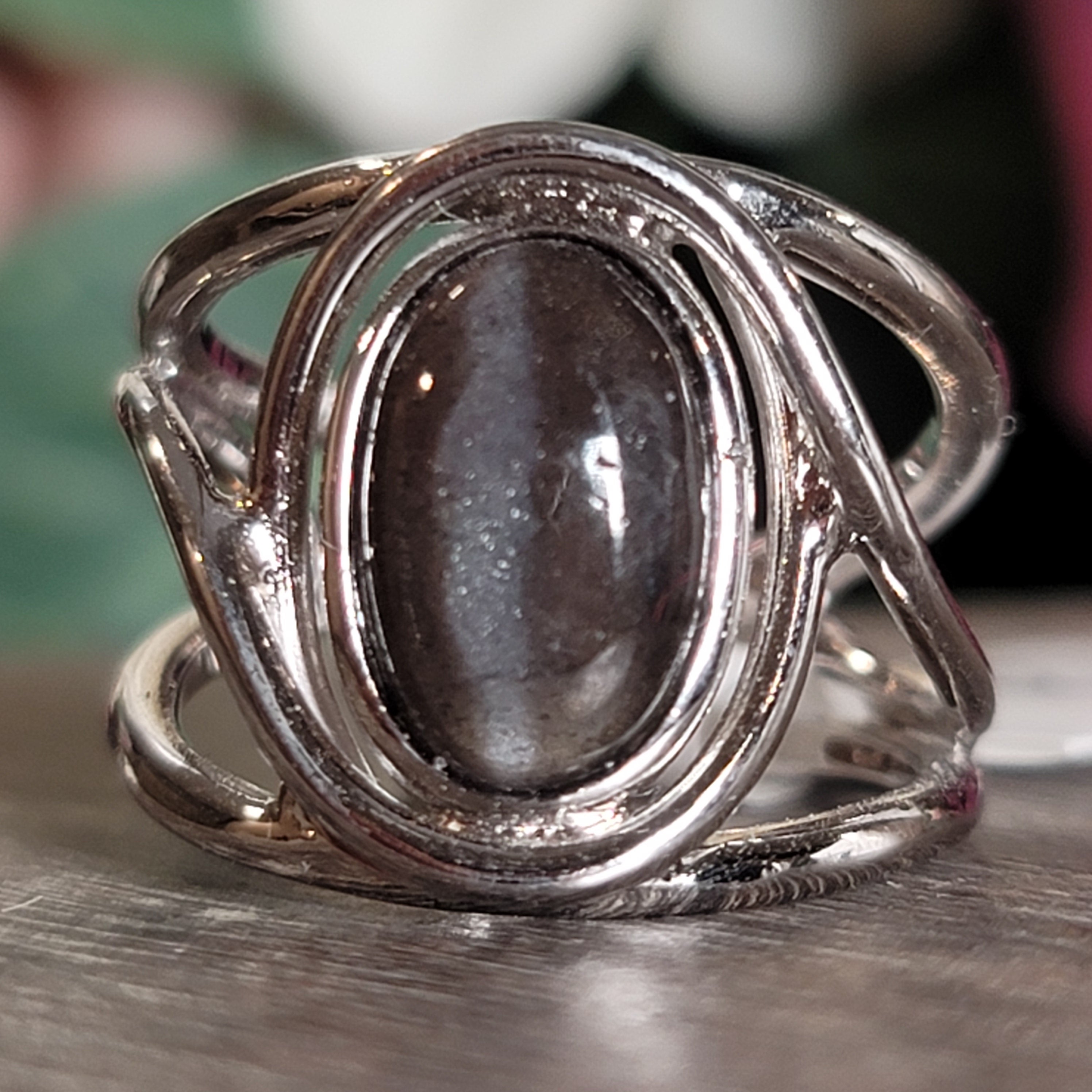 Cat's Eye Scapolite Midi Cuff Ring .925 Silver for Manifesting and Protection