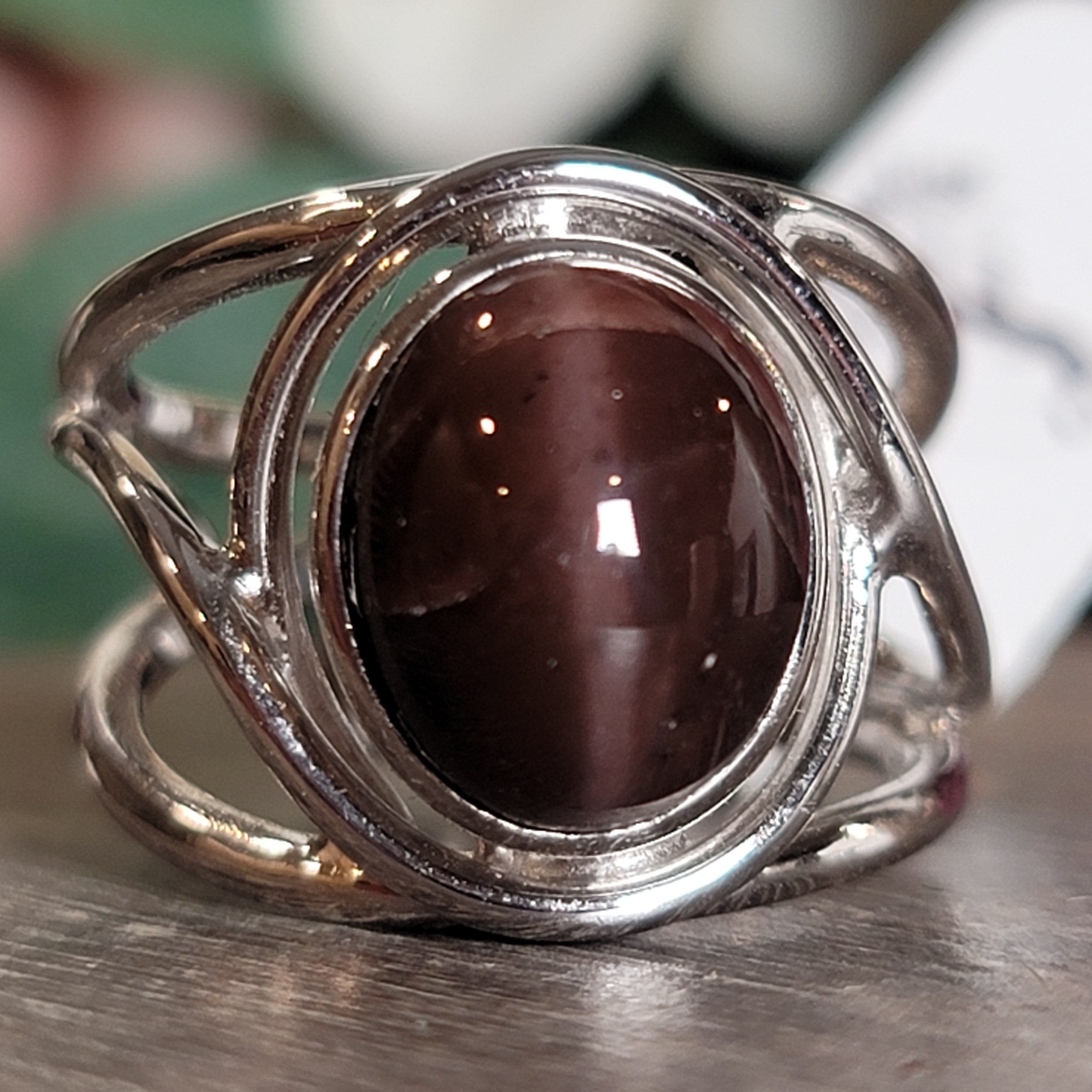 Cat's Eye Scapolite Midi Cuff Ring .925 Silver for Manifesting and Protection