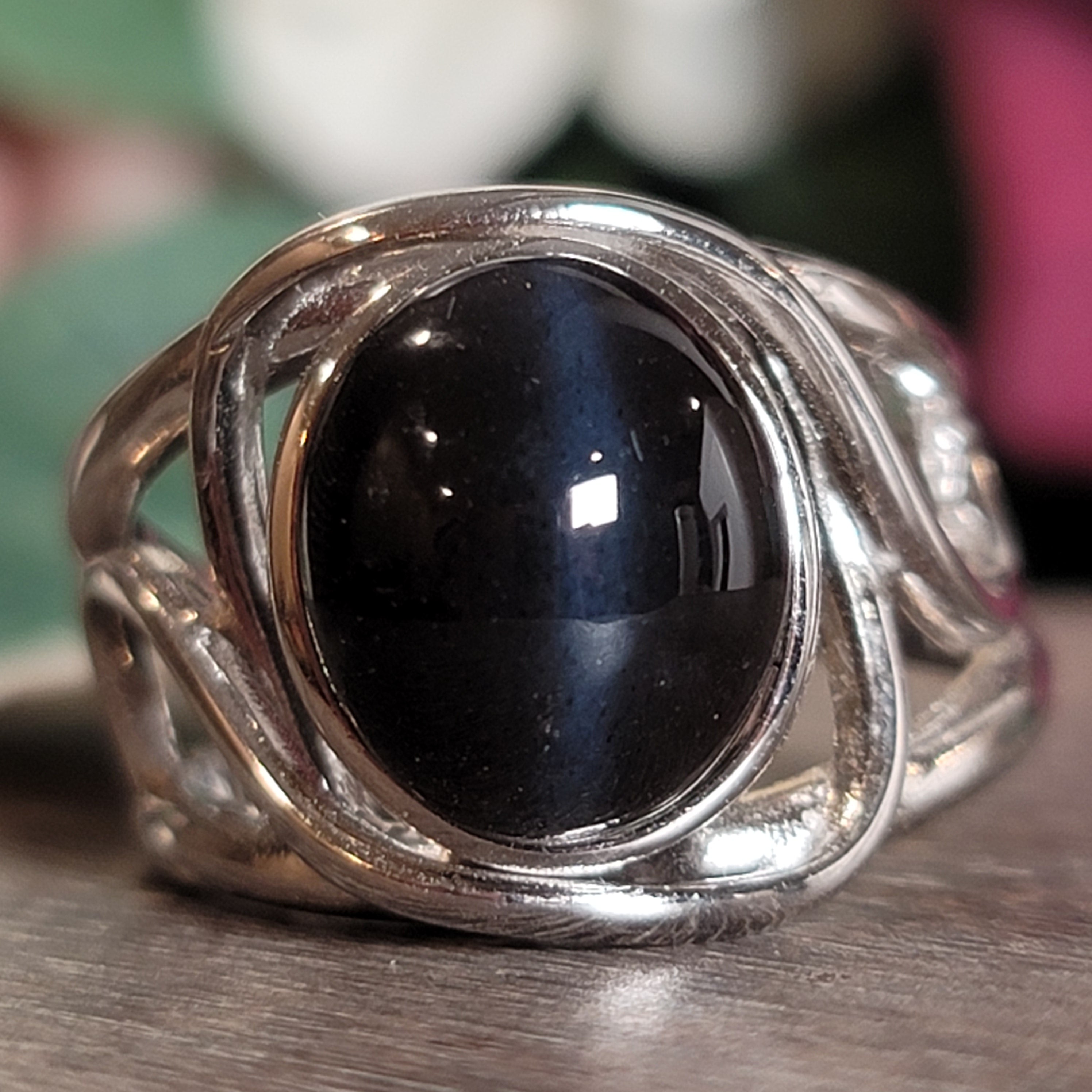 Cat's Eye Scapolite Midi Cuff Ring .925 Silver for Manifesting and Protection