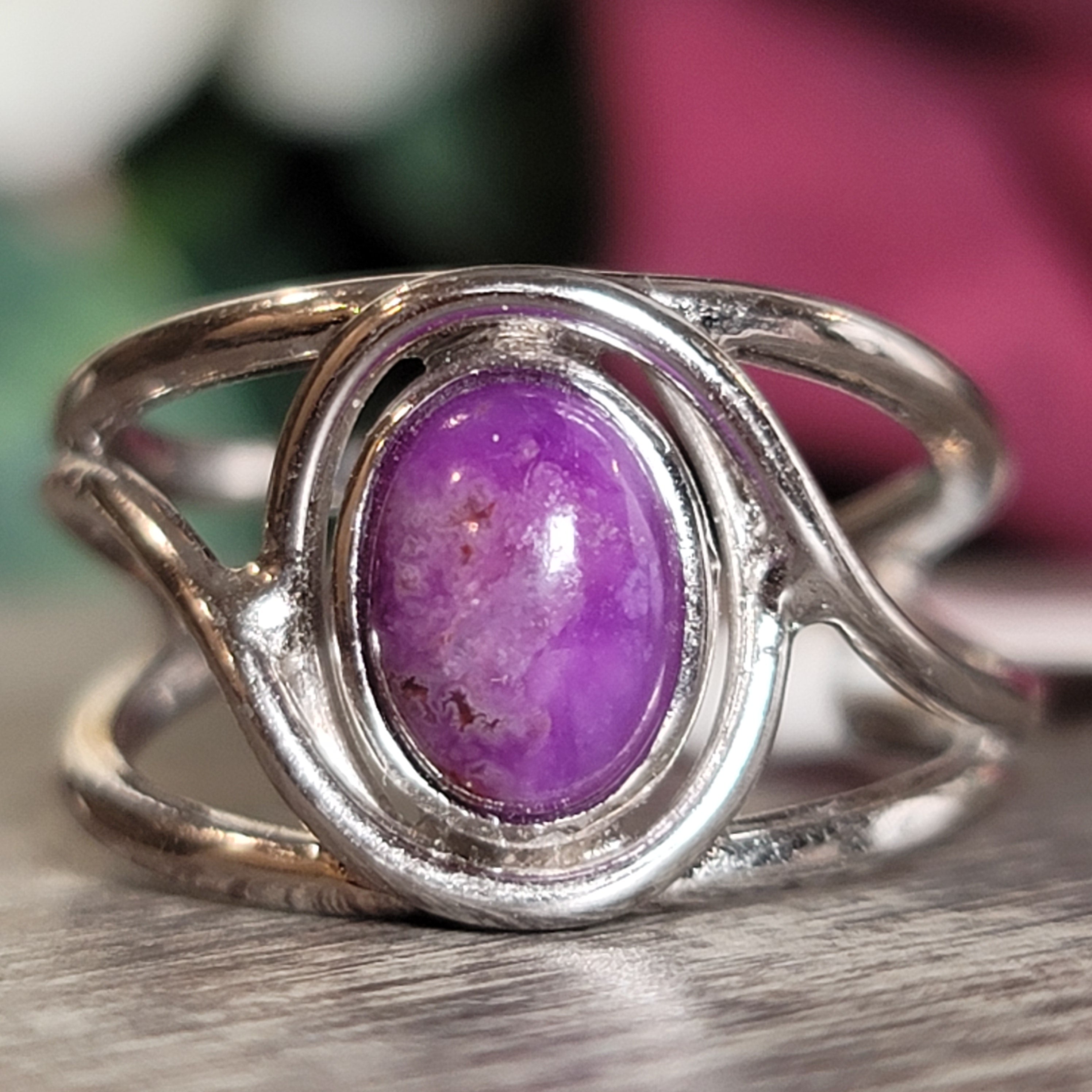 Sugilite Midi Cuff Ring .925 Silver for Enhancing Dreamwork and Discovery of Your Path