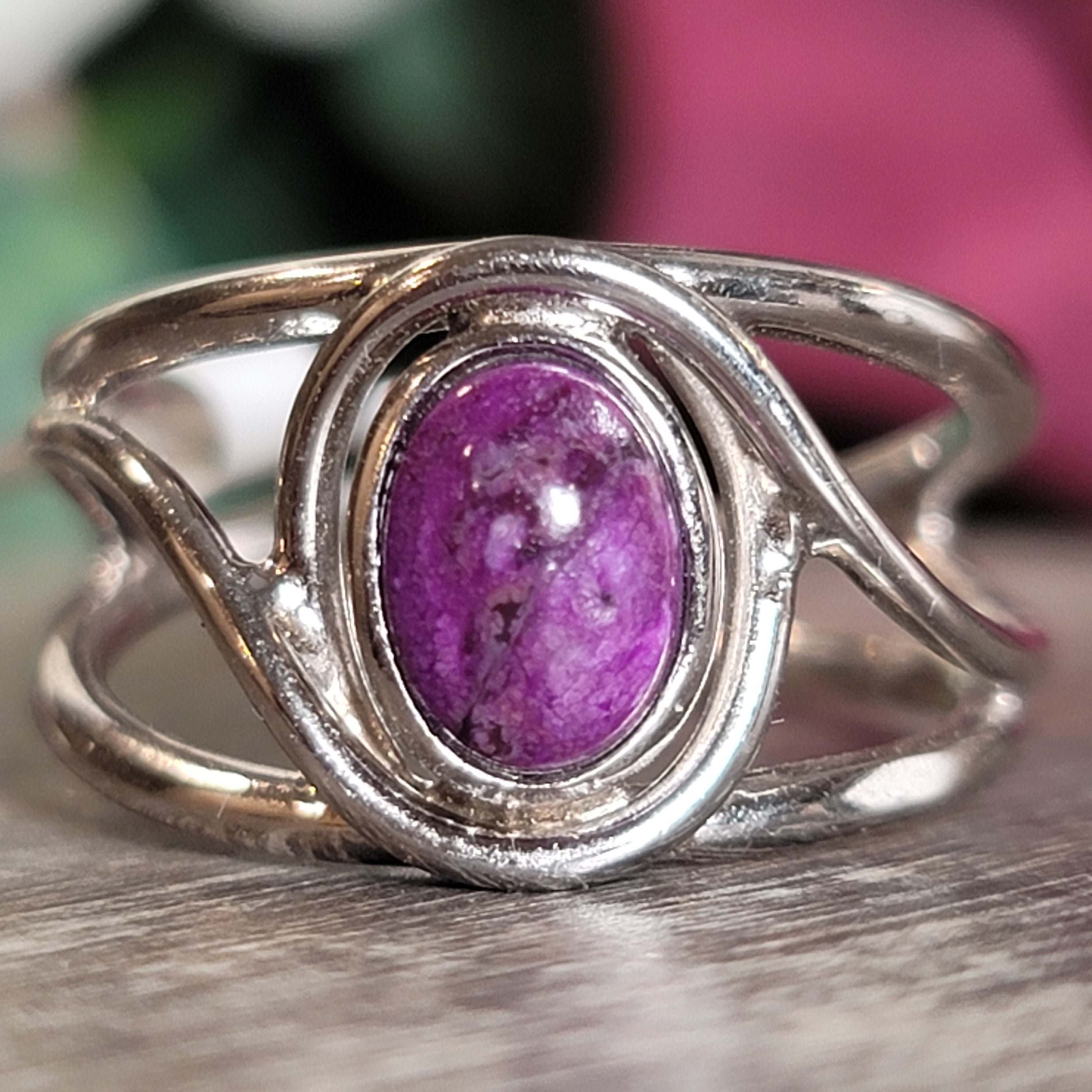 Sugilite Midi Cuff Ring .925 Silver for Enhancing Dreamwork and Discovery of Your Path