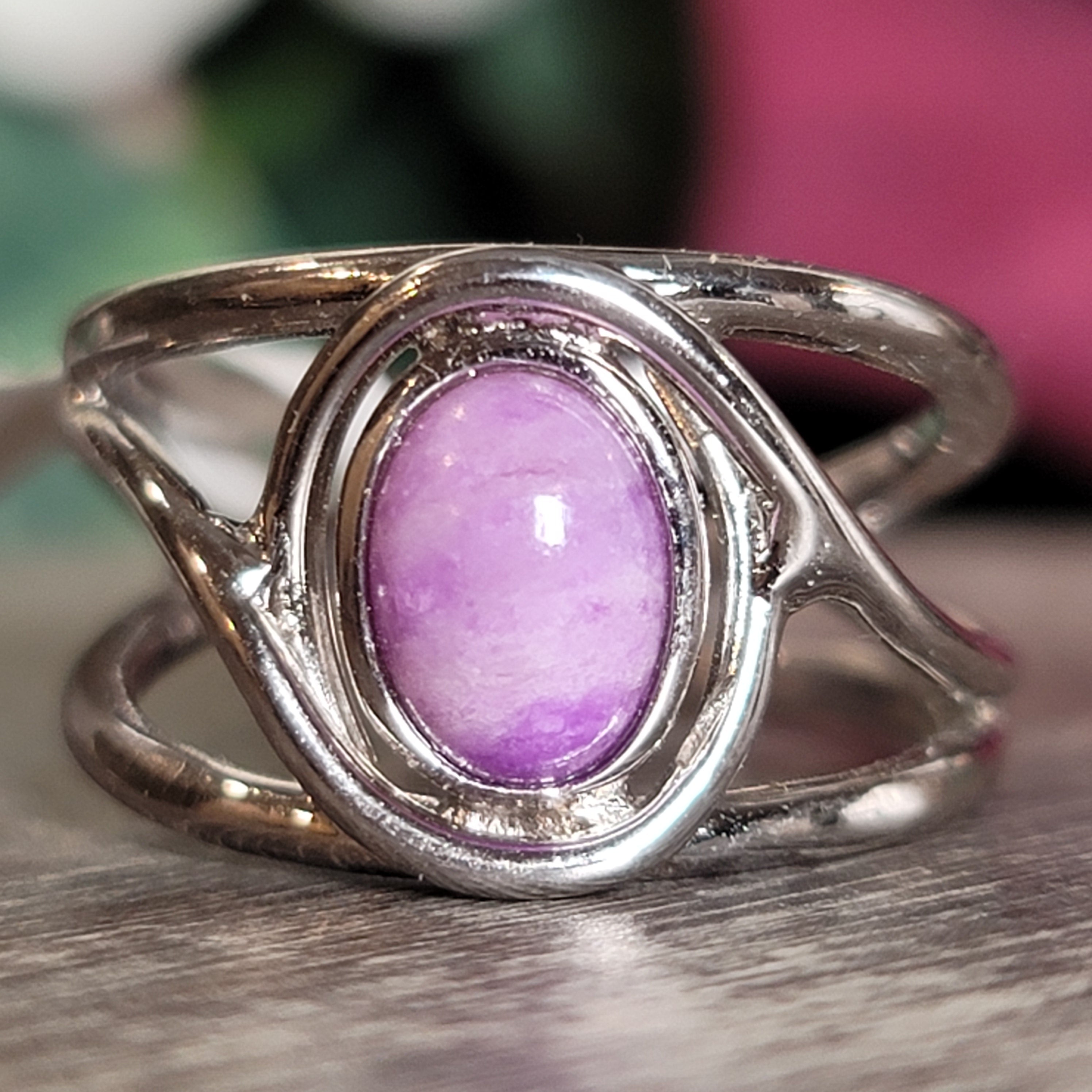 Sugilite Midi Cuff Ring .925 Silver for Enhancing Dreamwork and Discovery of Your Path