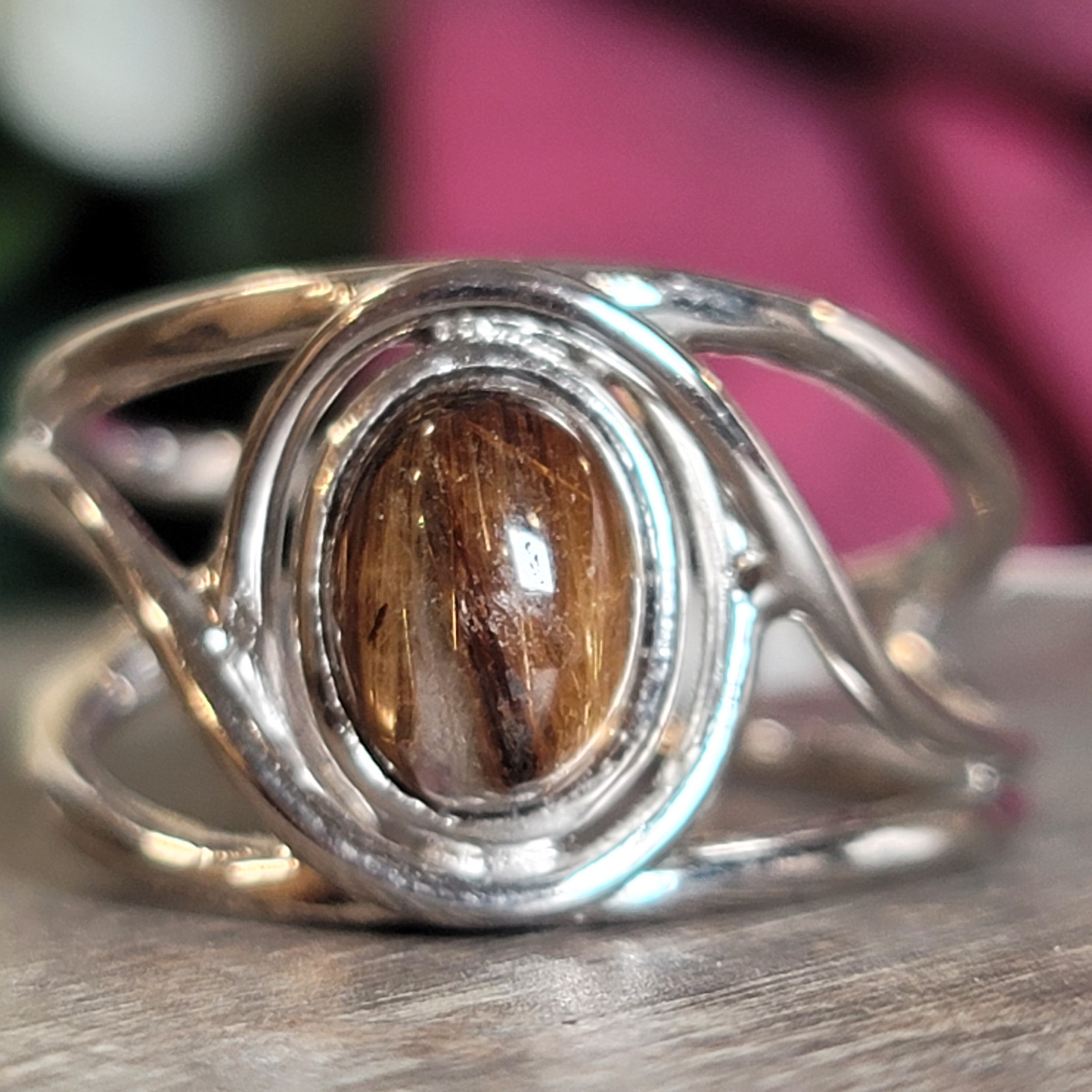 Copper Rutile Midi Cuff Ring .925 Silver for Accelerating Intentions and Manifesting