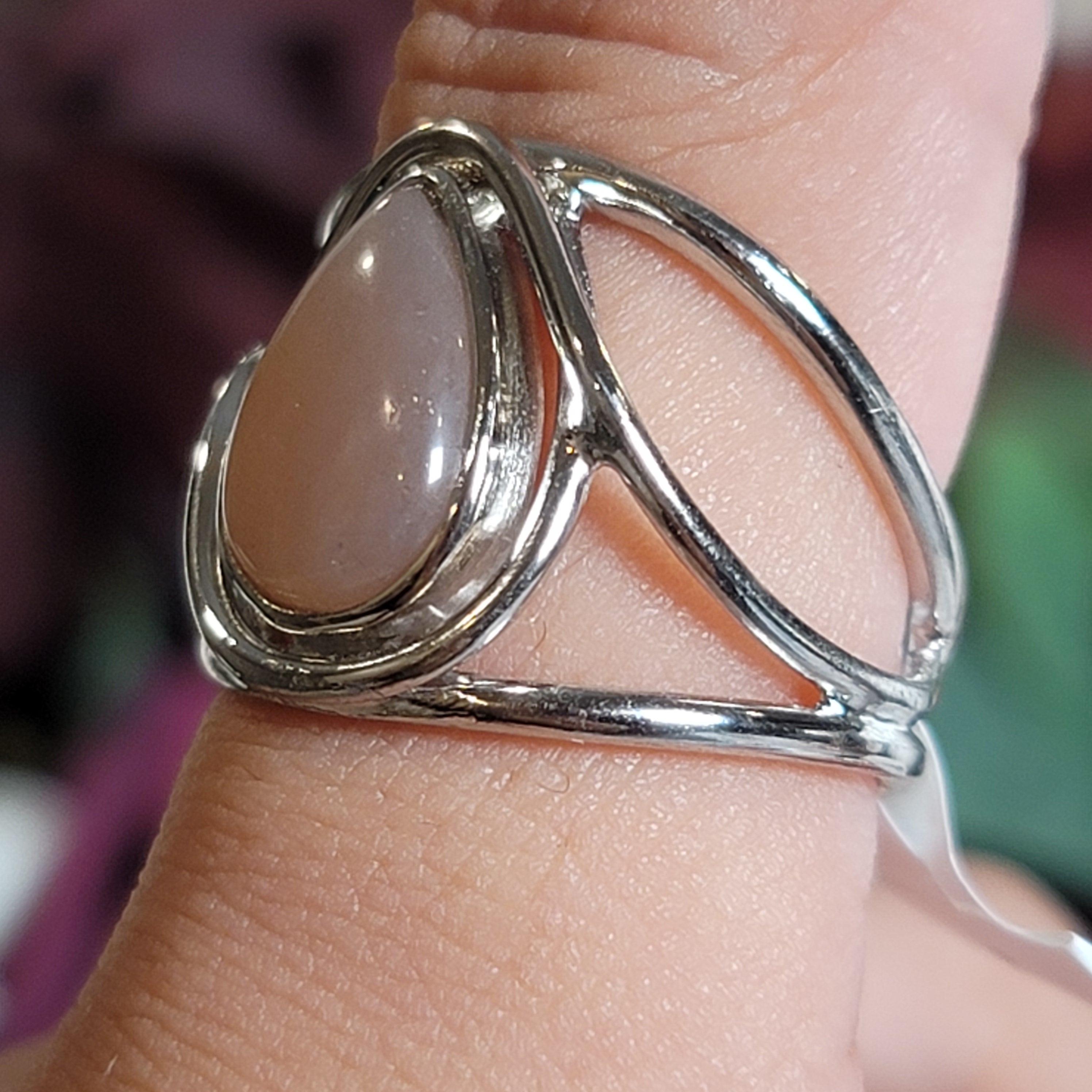 Peach Moonstone Midi Cuff Ring .925 Silver for New Beginnings, Artistic Expression, Creativity & Manifestation