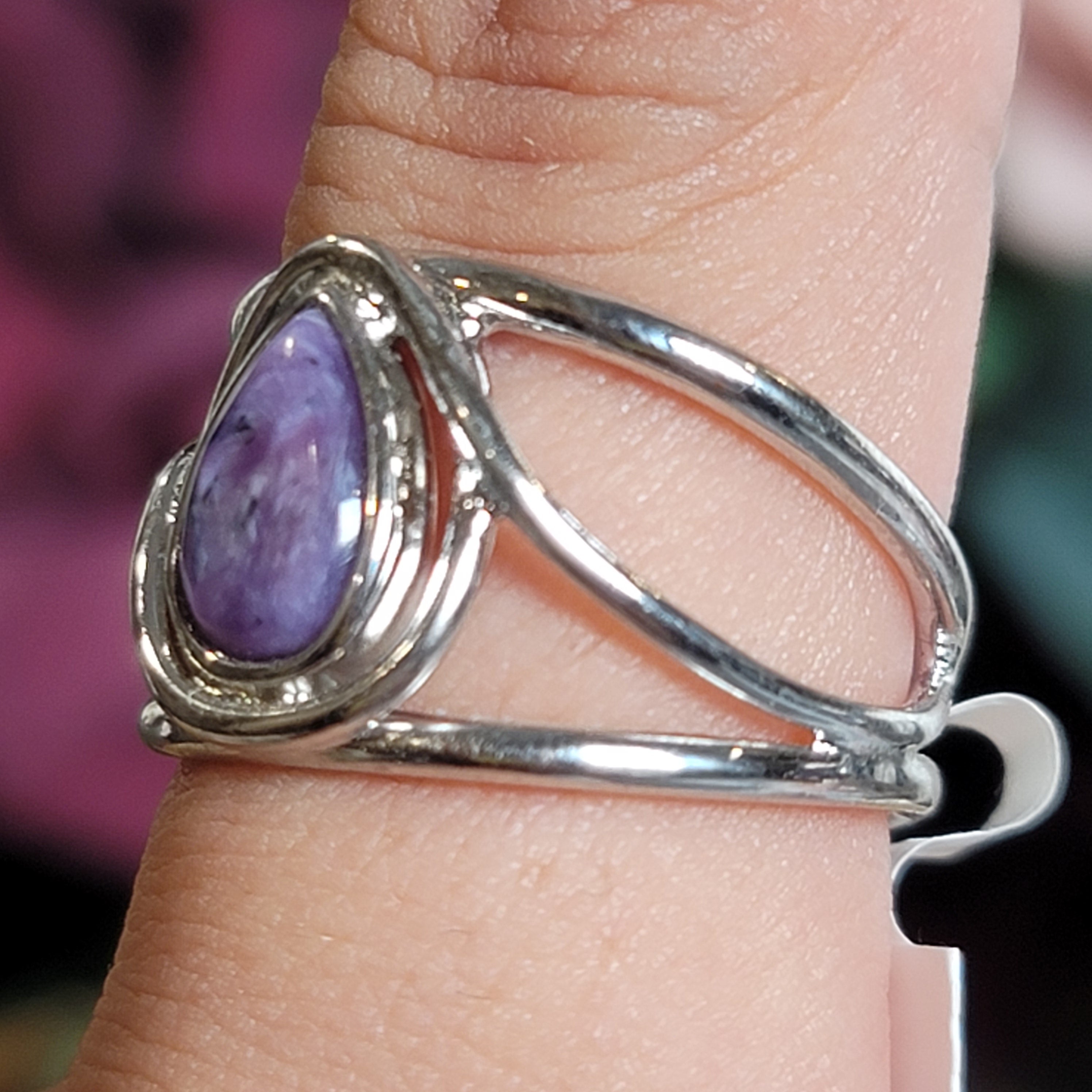 Charoite Midi Cuff Ring .925 Silver for Enhancing your Intuitive Gifts and Spiritual Transformation