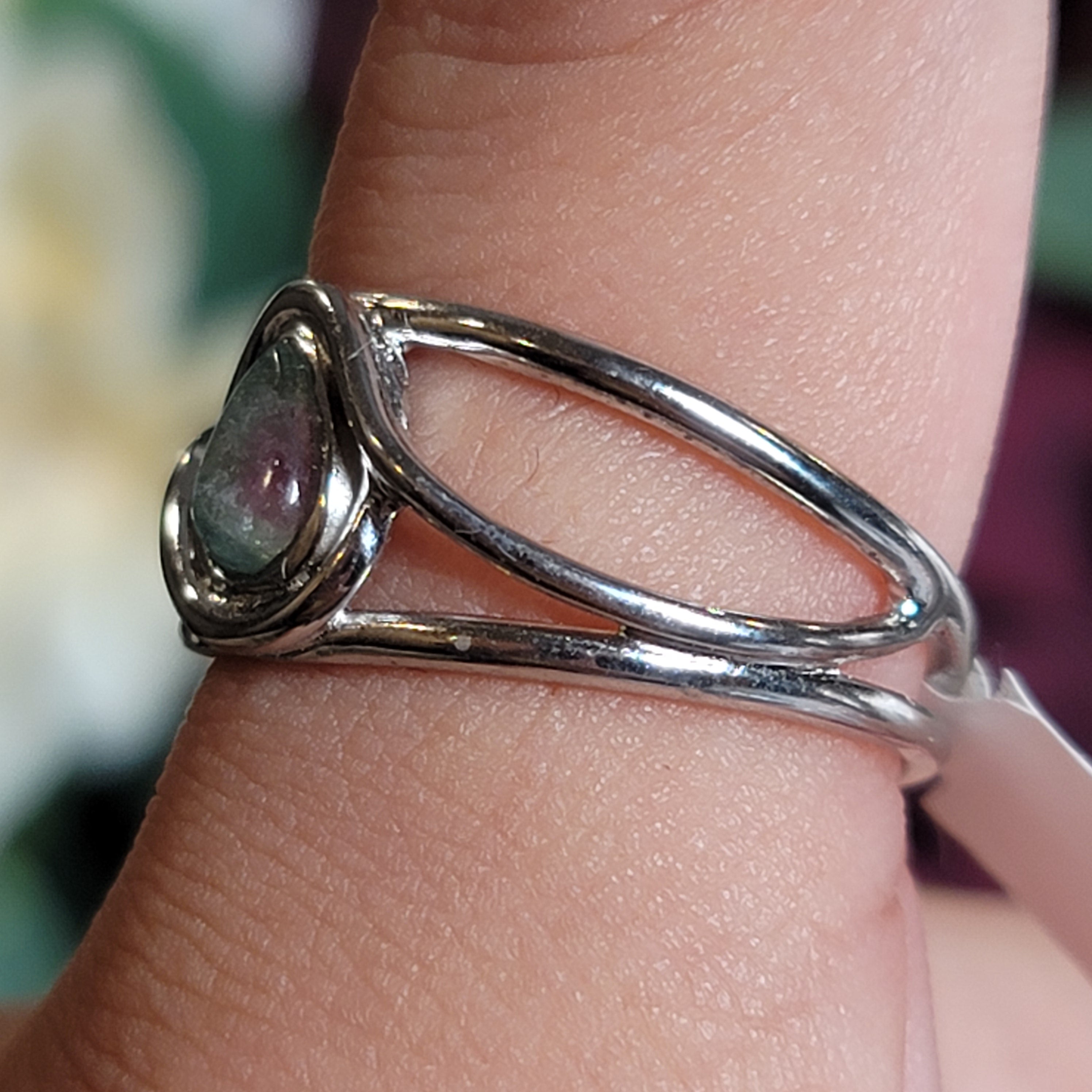 Watermelon Tourmaline Midi Cuff Ring .925 Silver for Profound Heart Healing