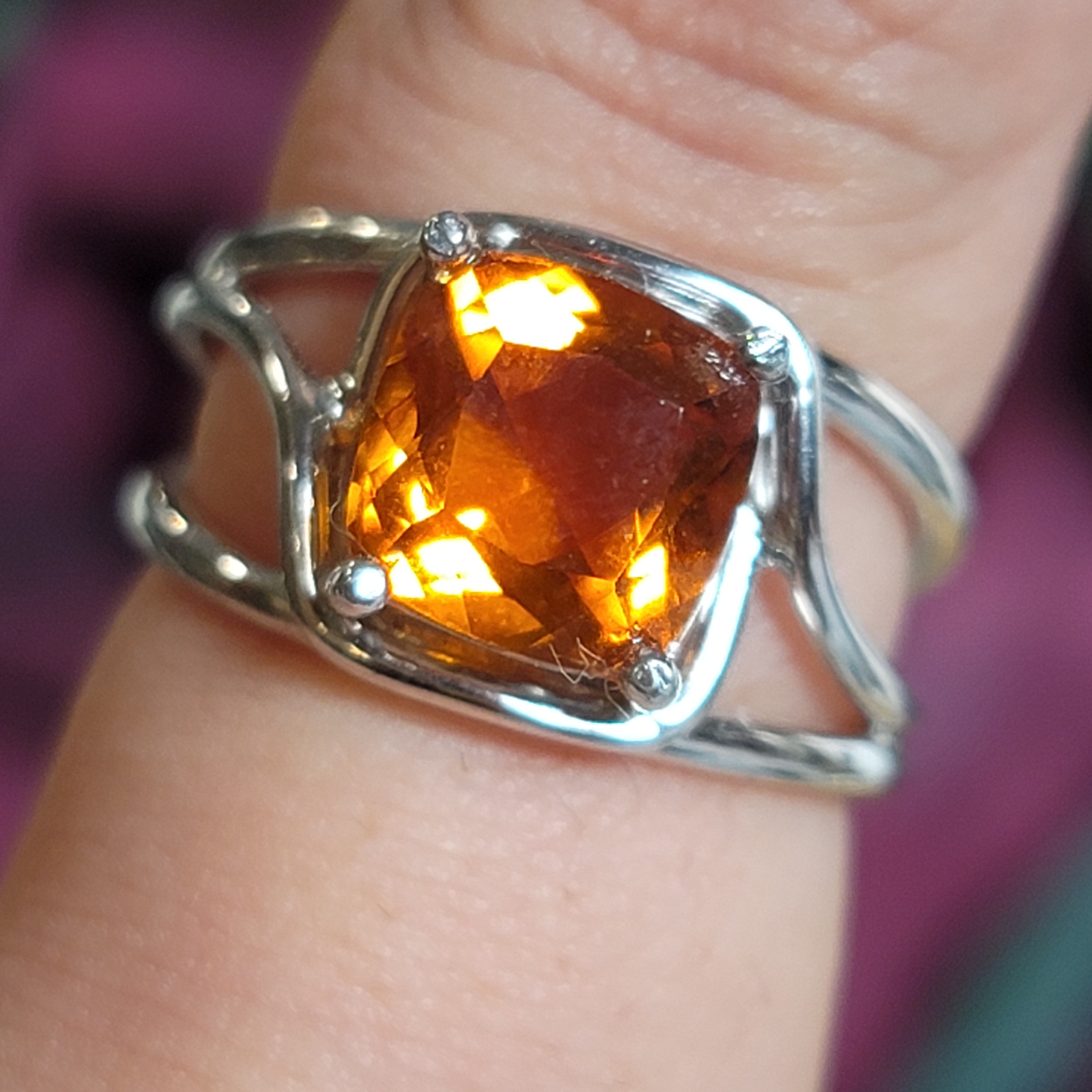 Madeira Citrine Midi Cuff Ring .925 Silver for Abundance, Good Luck and Positivity