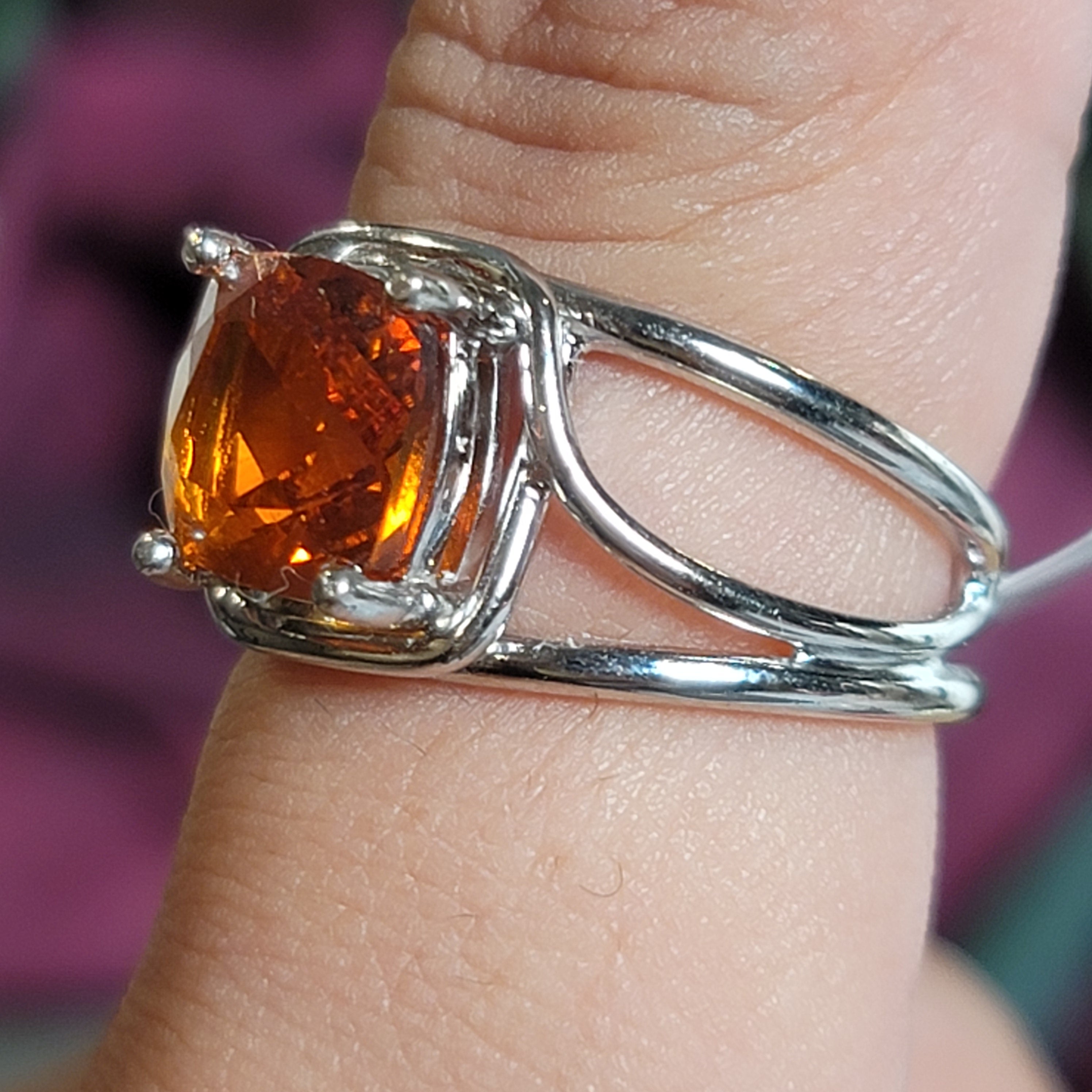 Madeira Citrine Midi Cuff Ring .925 Silver for Abundance, Good Luck and Positivity