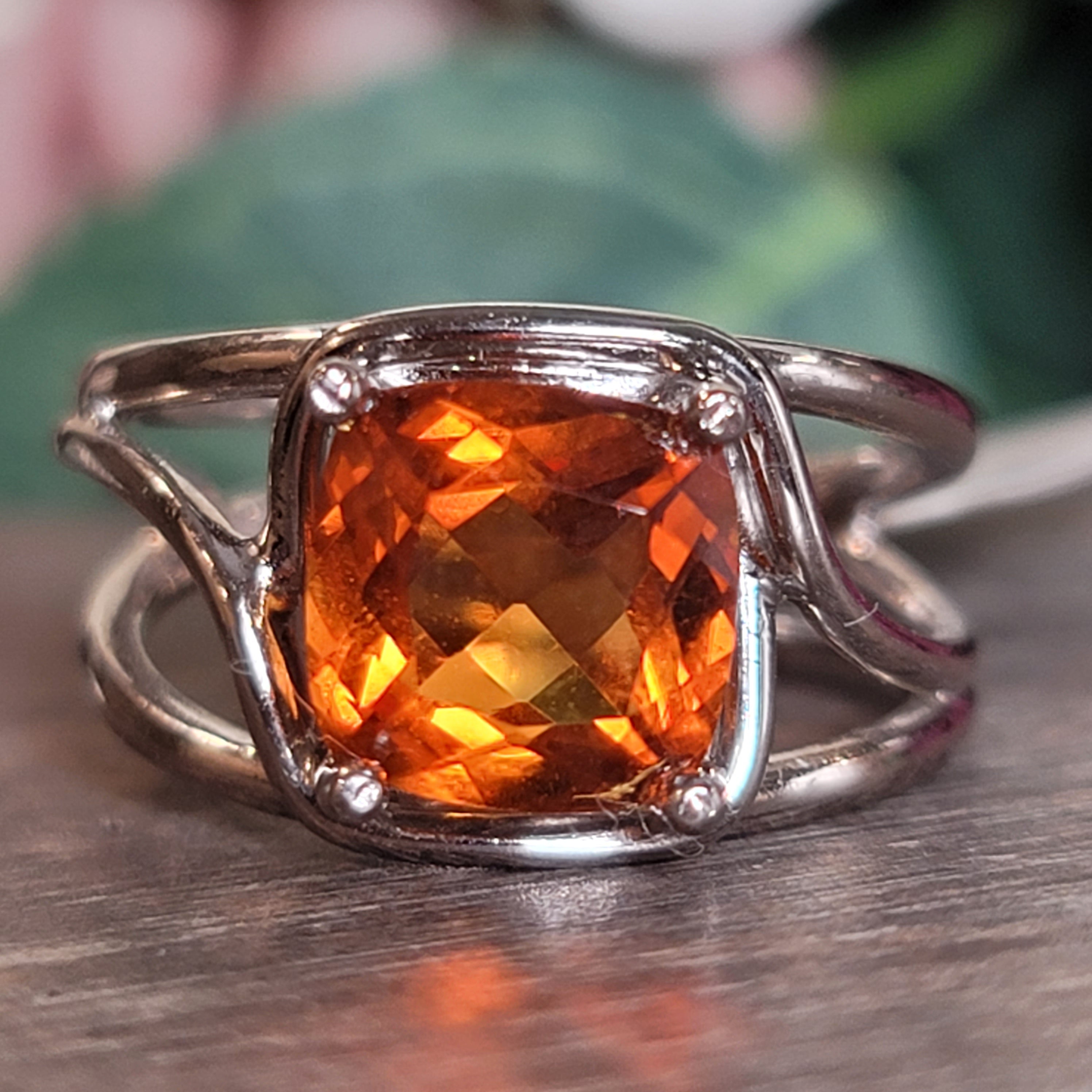 Madeira Citrine Midi Cuff Ring .925 Silver for Abundance, Good Luck and Positivity