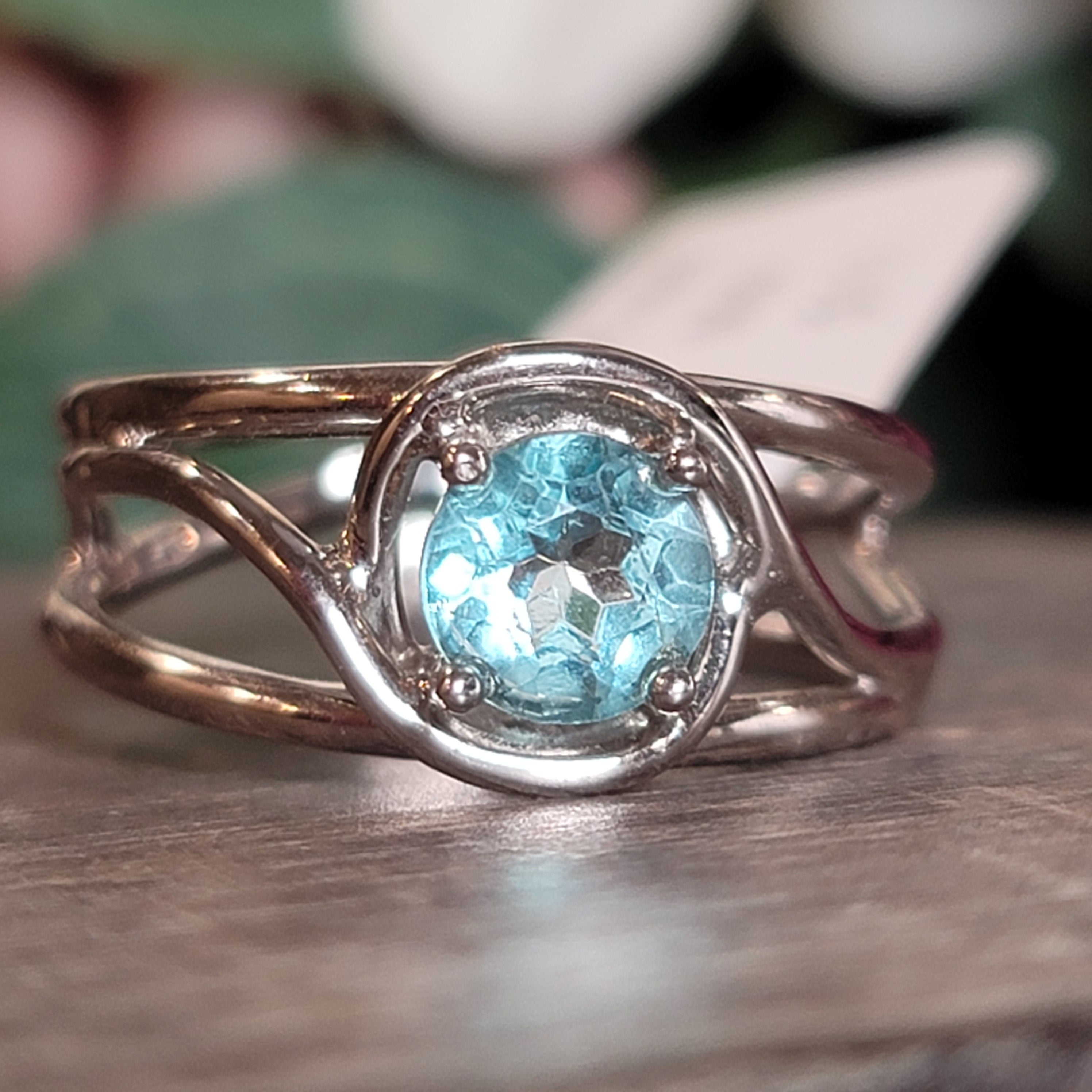 Blue Topaz Midi Cuff Adjustable Ring .925 Silver for Higher Levels of Awareness, Peaceful Communication and Clarity