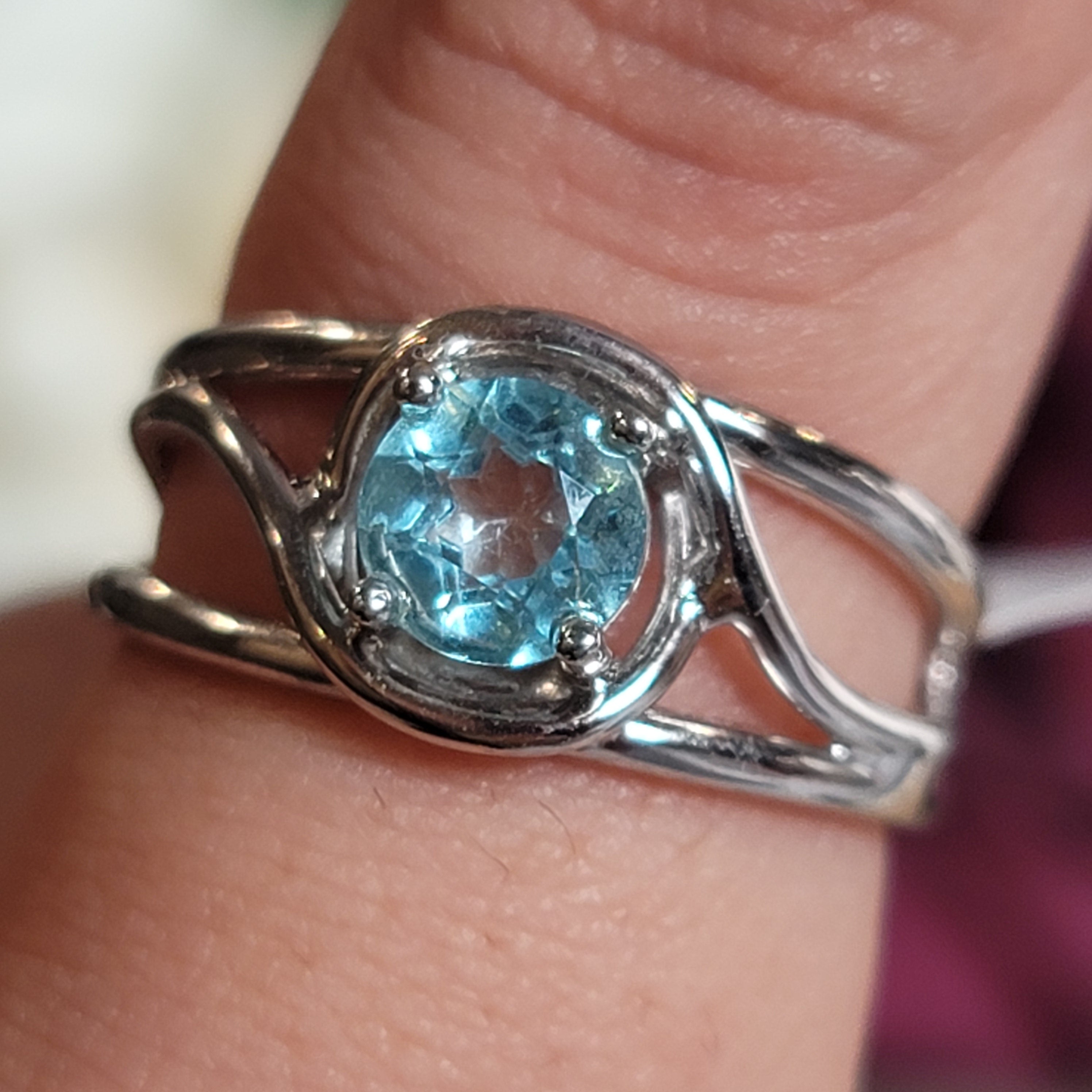 Blue Topaz Midi Cuff Adjustable Ring .925 Silver for Higher Levels of Awareness, Peaceful Communication and Clarity